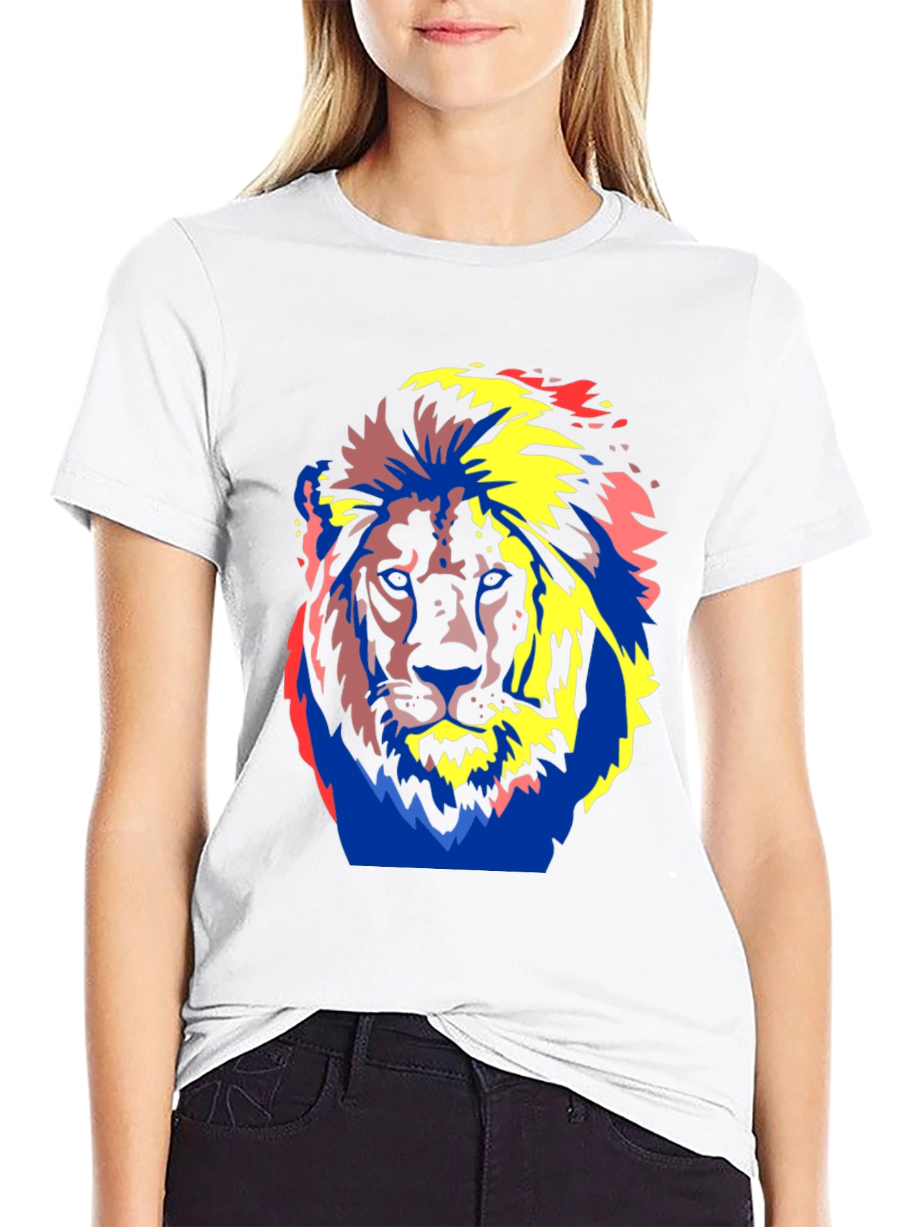 Bold Lion Graphic Tee - Black Cotton T-Shirt