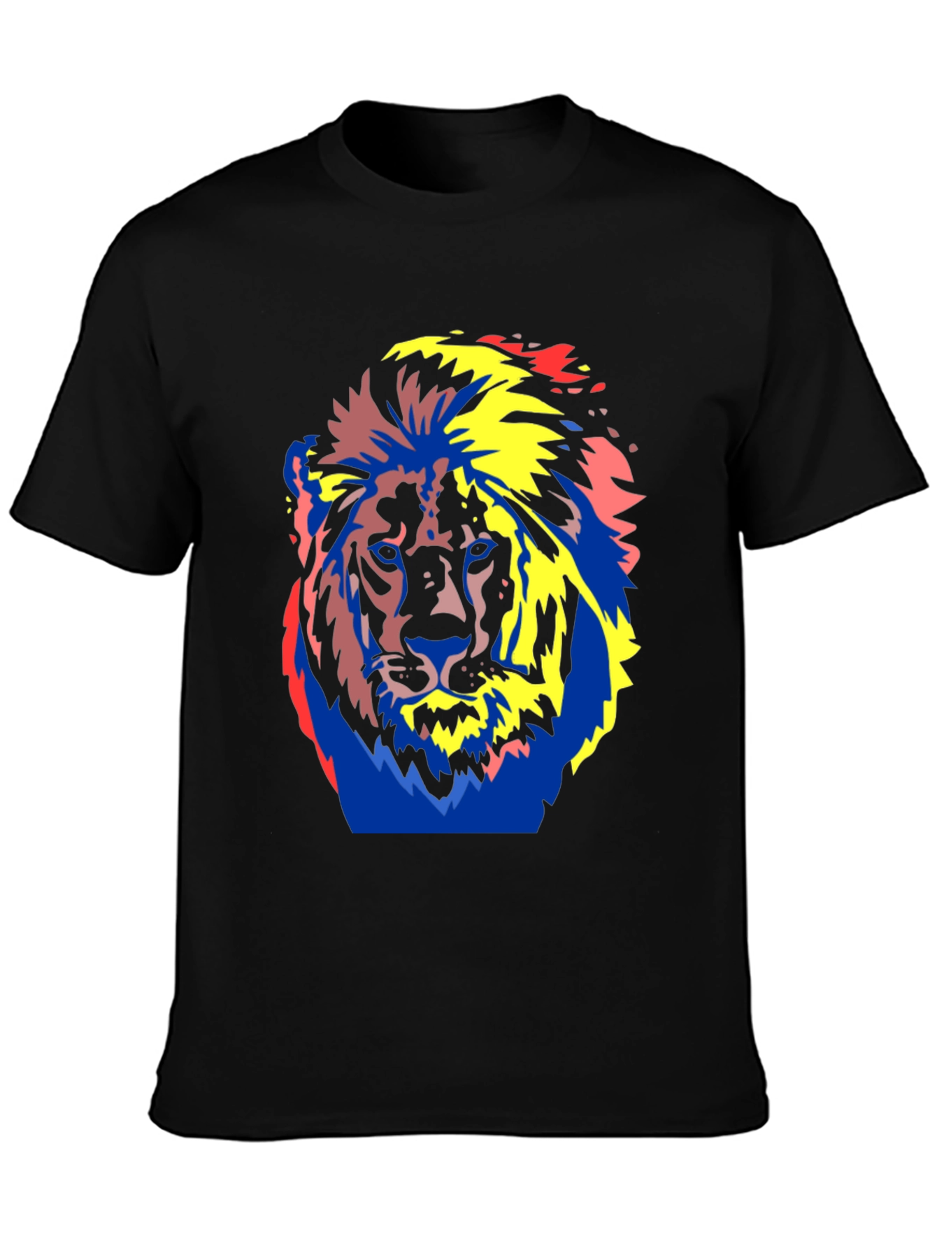 Bold Lion Graphic Tee - Black Cotton T-Shirt
