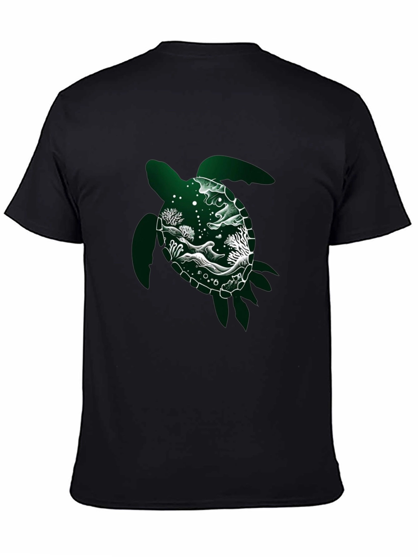 Sea Turtle Graphic Tee - Black Cotton Shirt