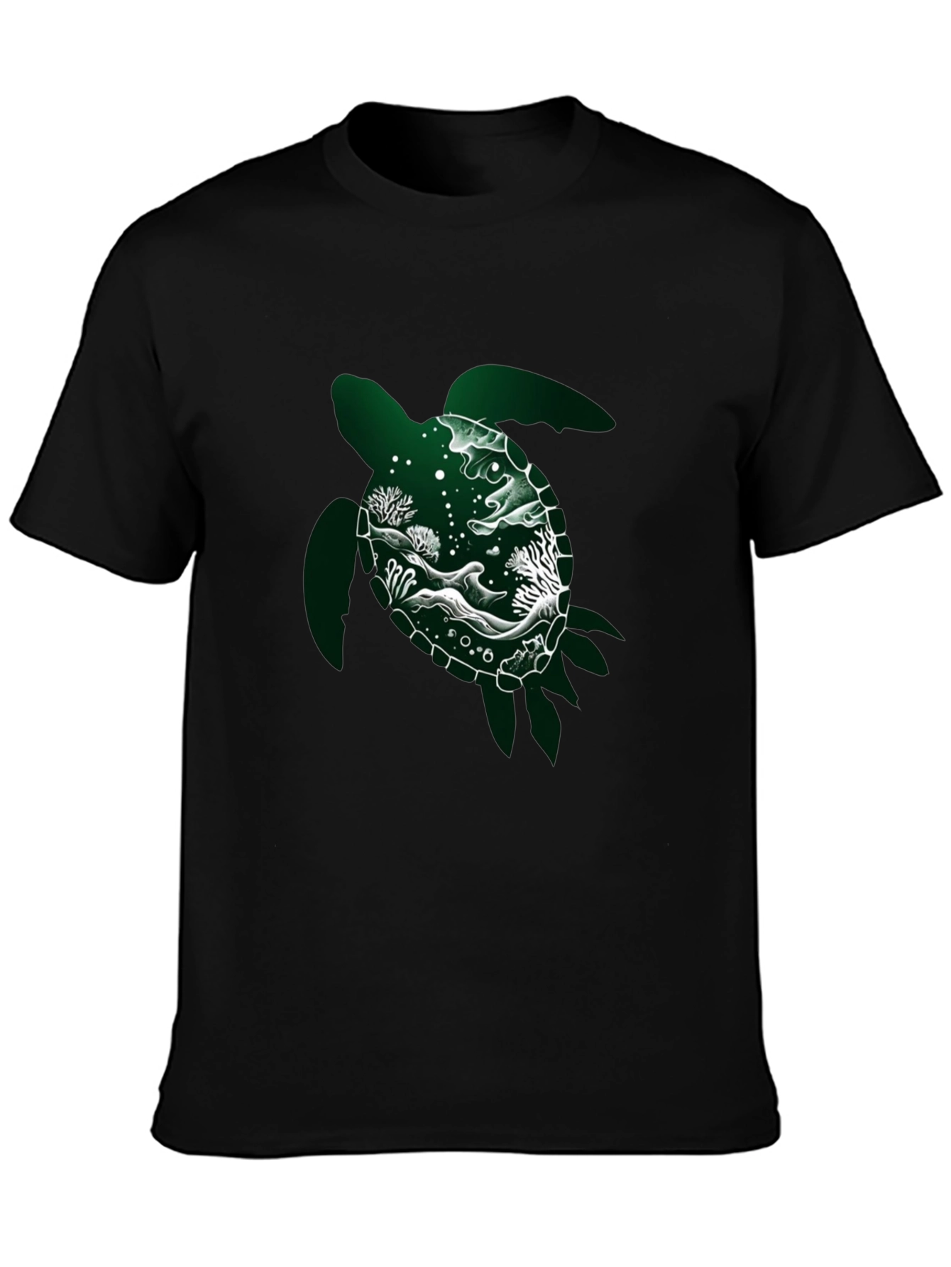 Sea Turtle Graphic Tee - Black Cotton Shirt