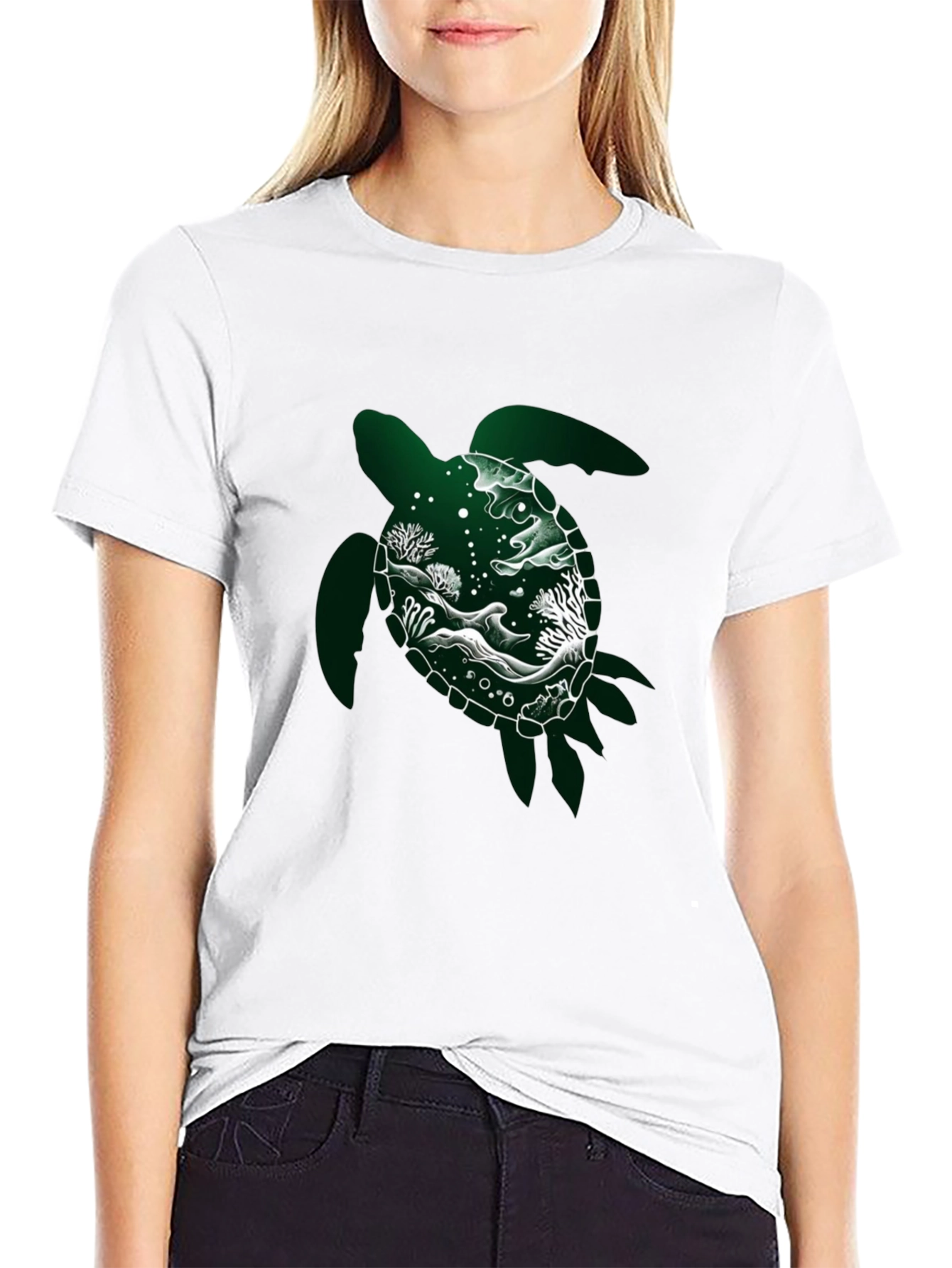 Sea Turtle Graphic Tee - Black Cotton Shirt