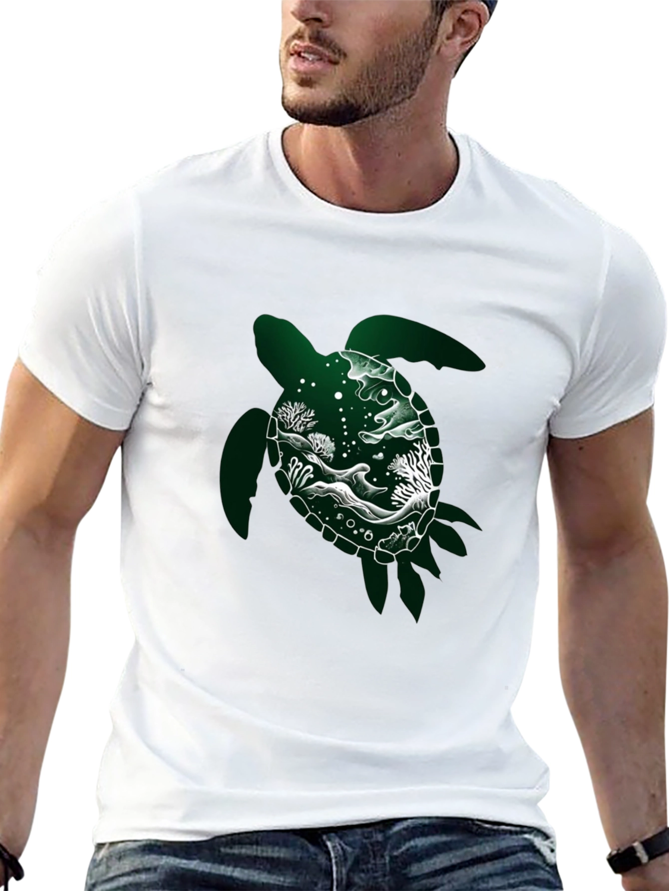 Sea Turtle Graphic Tee - Black Cotton Shirt