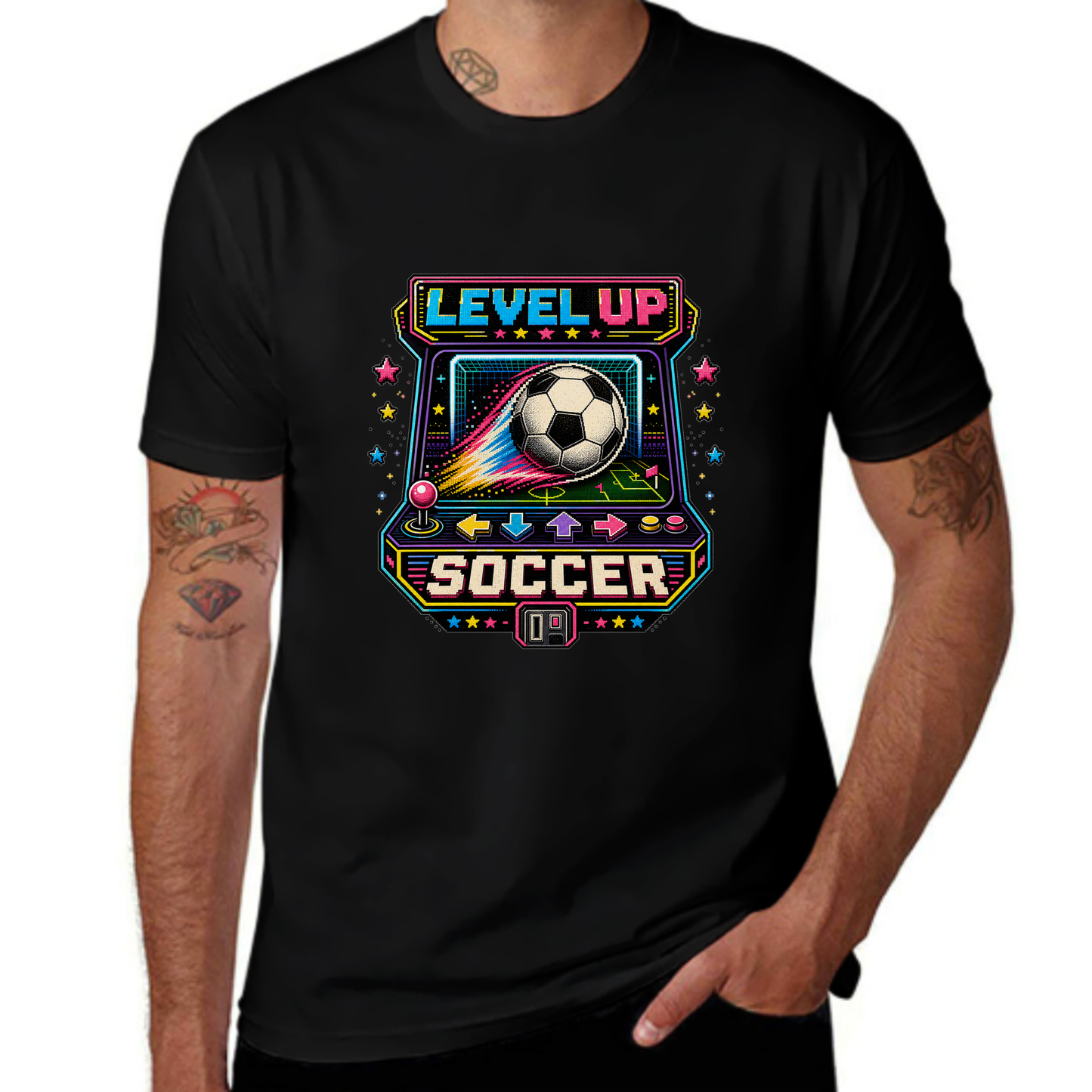 Gift Ready Level Up Soccer Arcade Graphic Tee