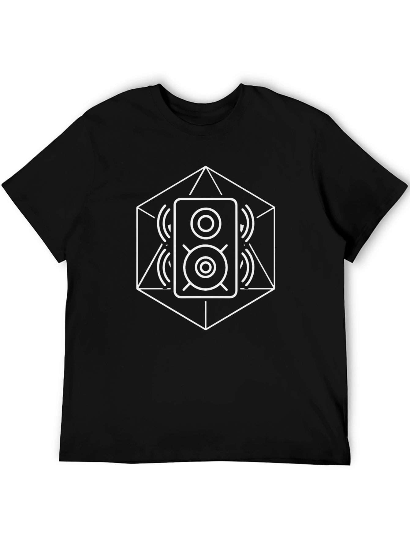 Geometric Speaker Graphic Tee - Black Cotton