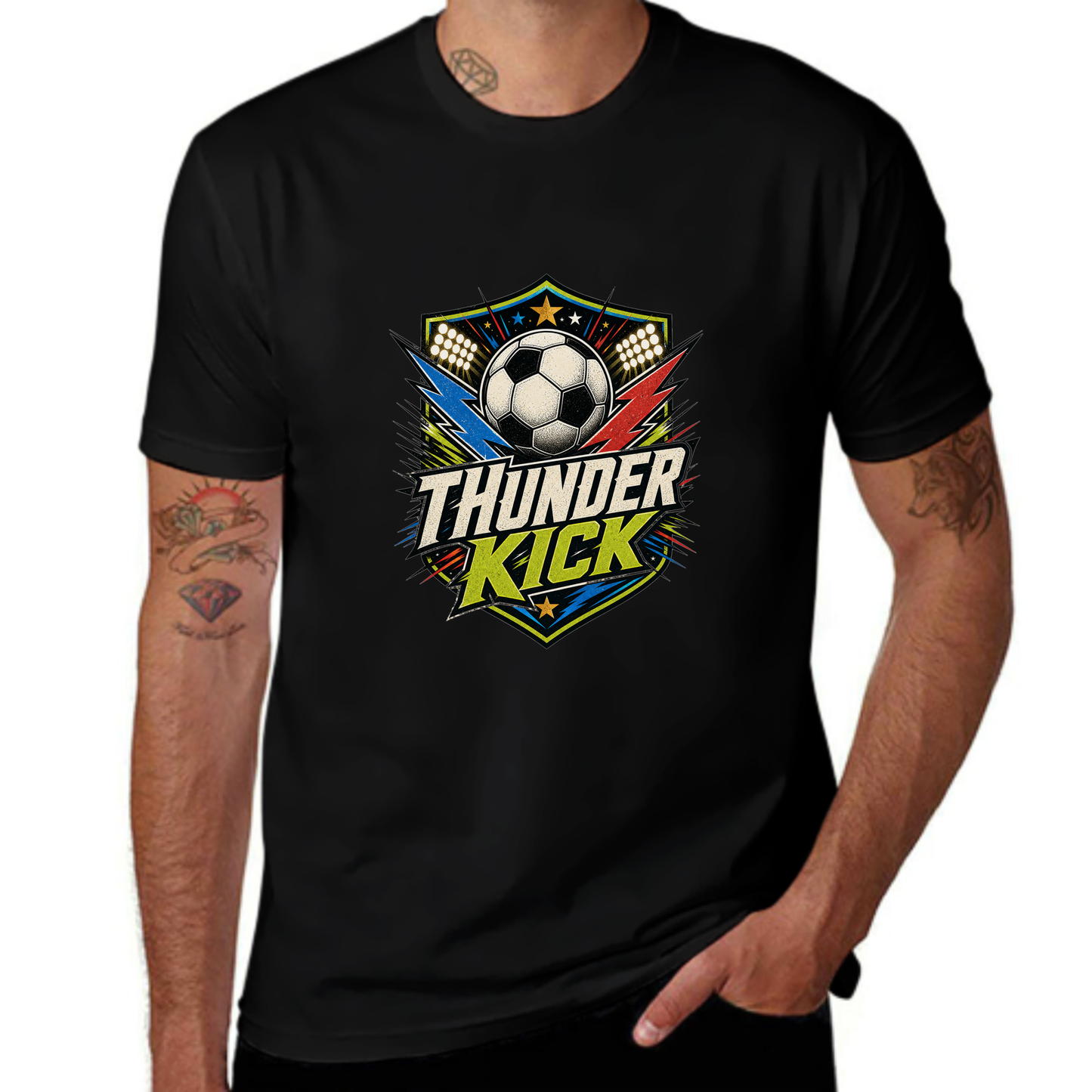 Free Shipping Exclusive Thunder Kick Lightning Soccer Tee