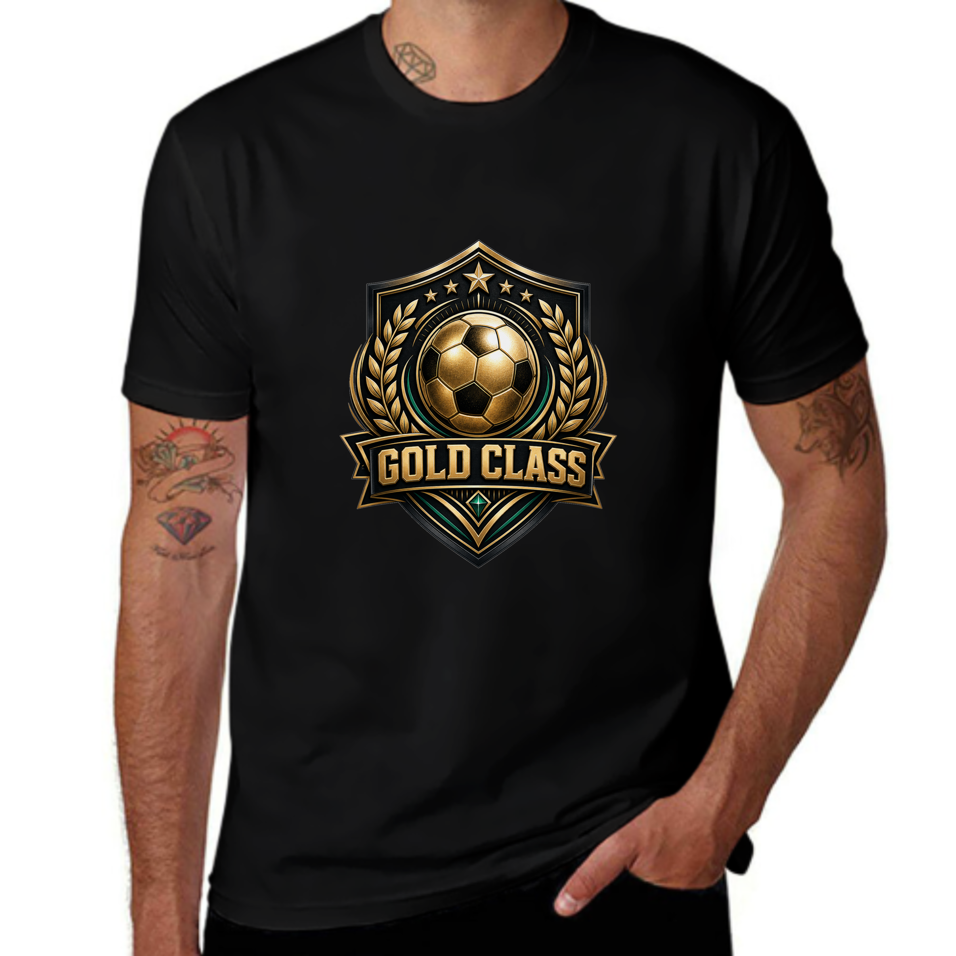 Custom-Inspired Gold Class Soccer Crest Tee
