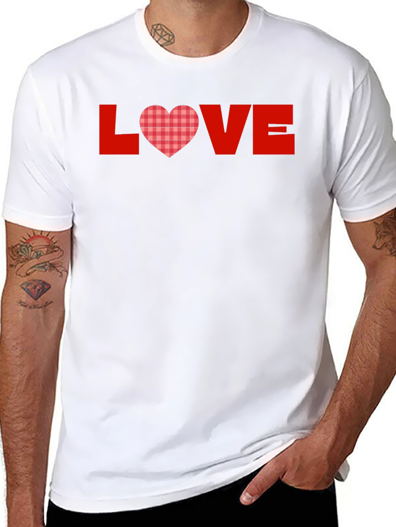 Love Heart Plaid Graphic Tee