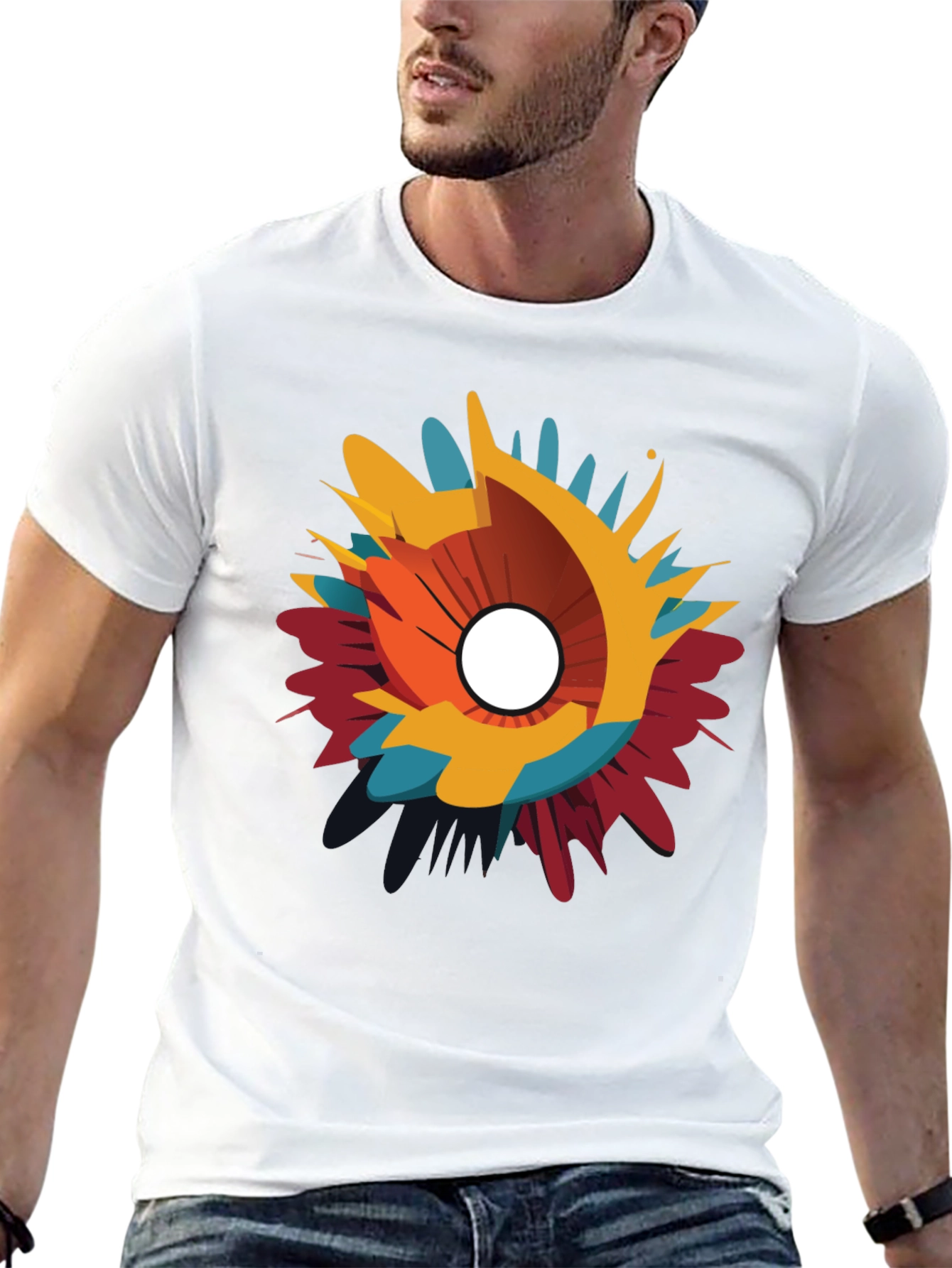 Abstract Splash Graphic Black T-Shirt