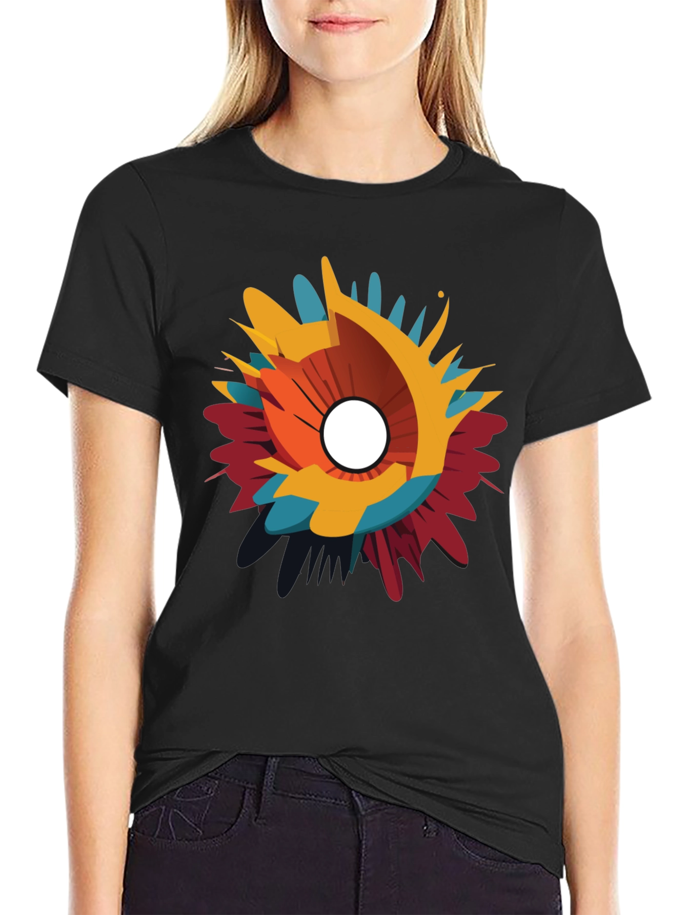 Abstract Splash Graphic Black T-Shirt
