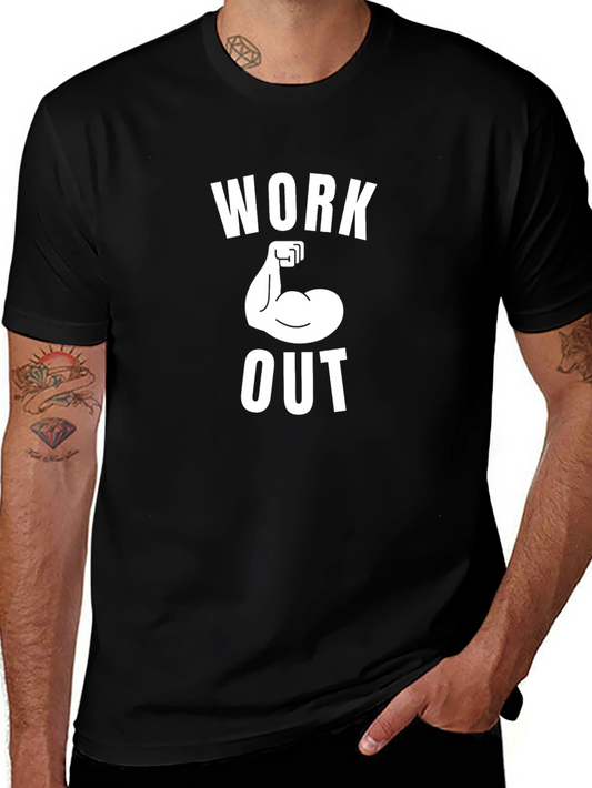 Work Out Graphic Tee - Black Cotton Fitness Shirt