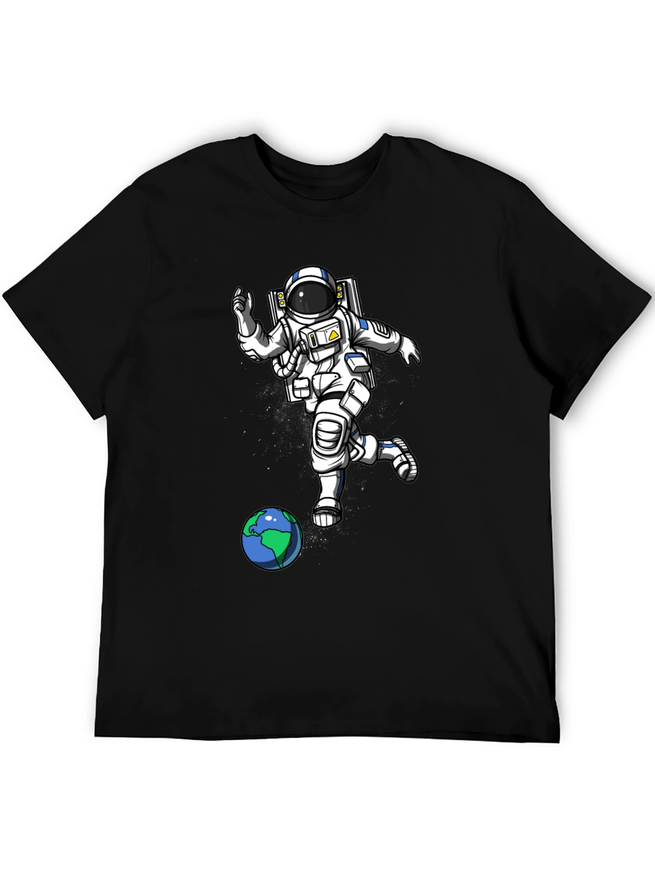 Astronaut Kicking Earth Black T-Shirt
