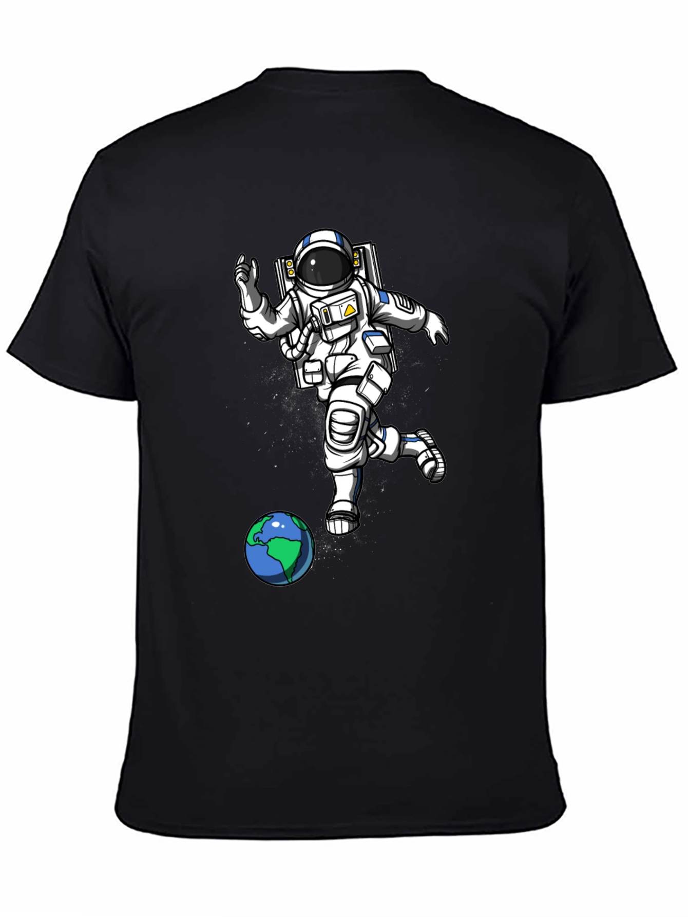 Astronaut Kicking Earth Black T-Shirt
