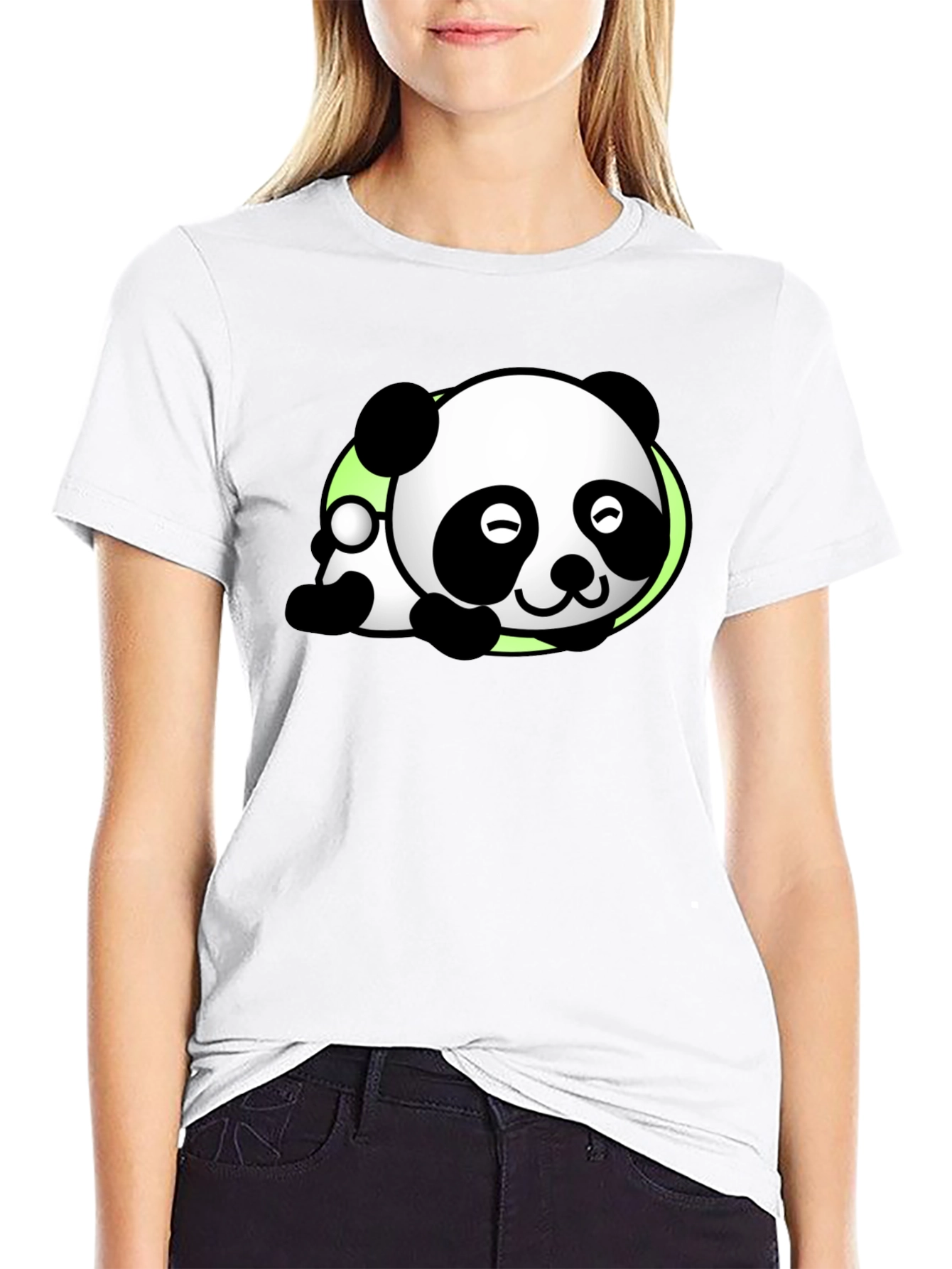 Cute Panda Graphic Tee - Black Casual T-Shirt