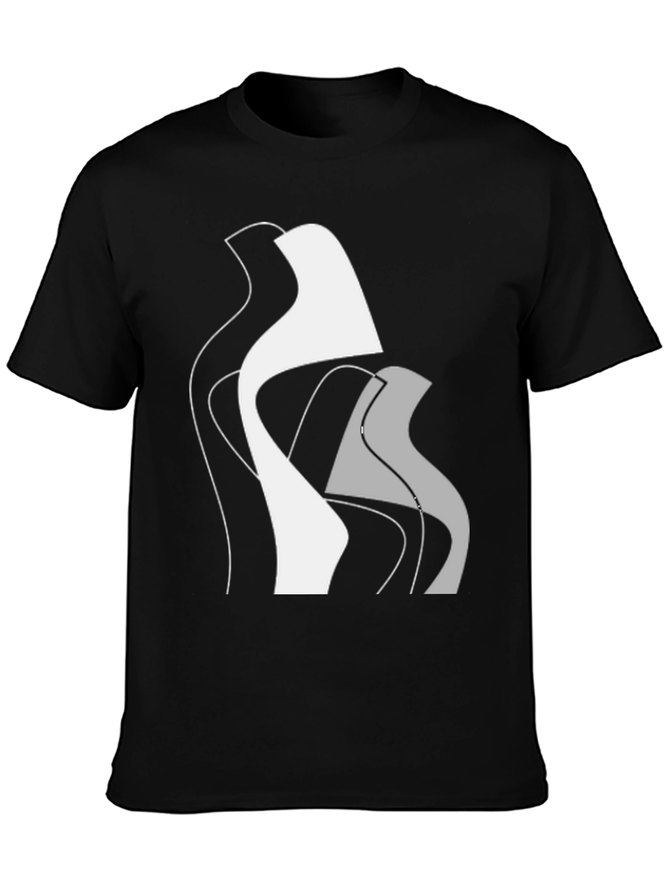 Abstract Modern Art Graphic Tee - Black