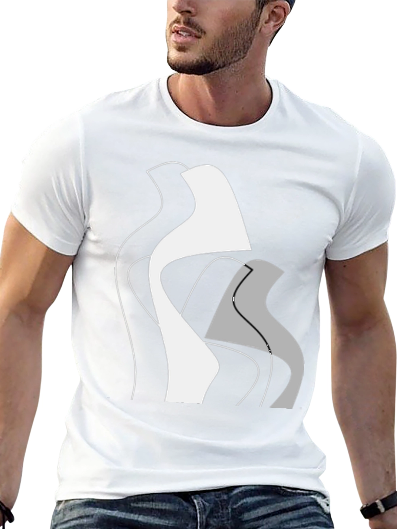Abstract Modern Art Graphic Tee - Black
