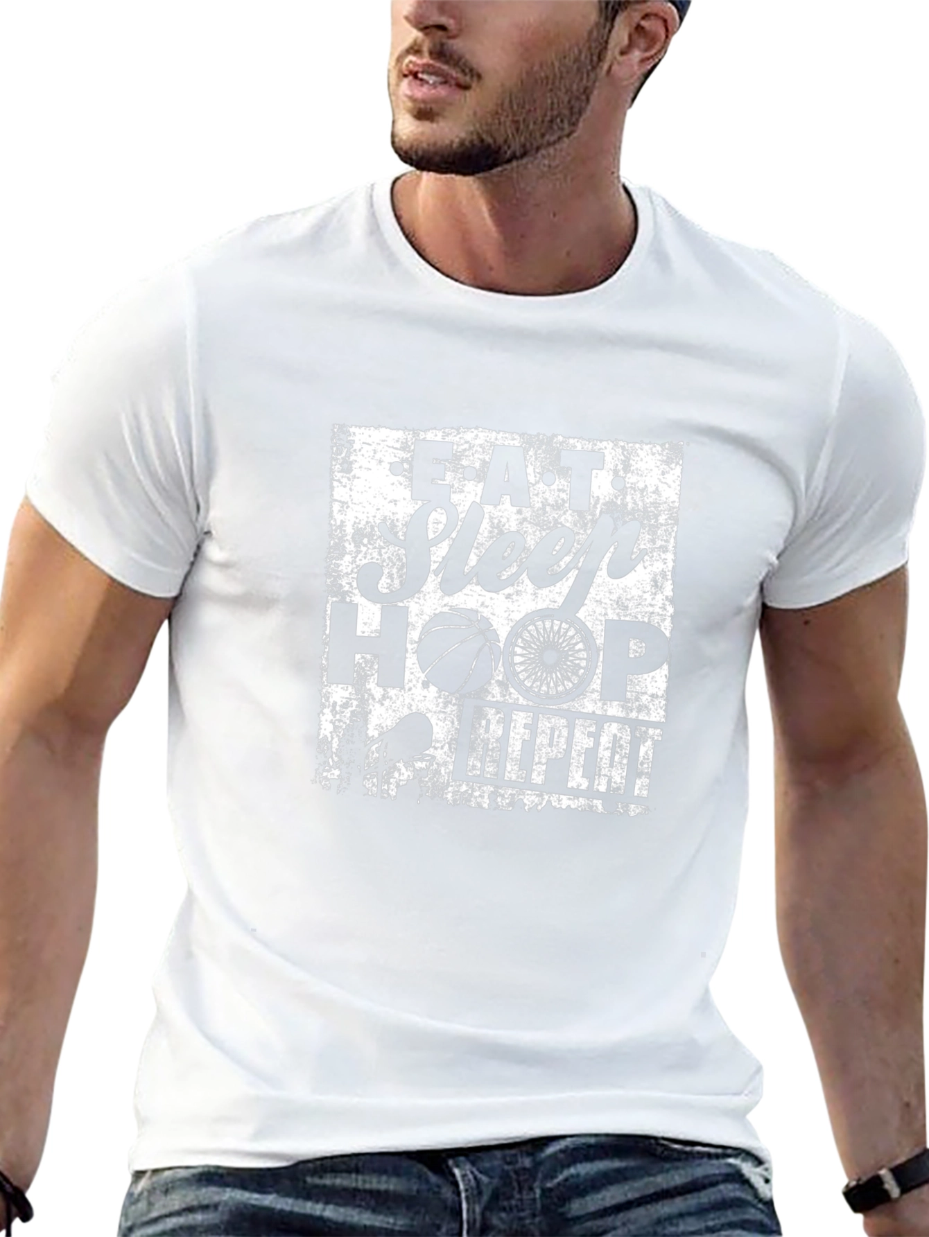 Eat Sleep Hoop Repeat Black Graphic Tee