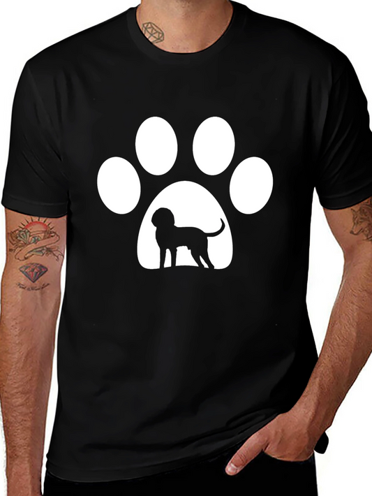 Dog Paw Print T-Shirt - Mens Black Tee