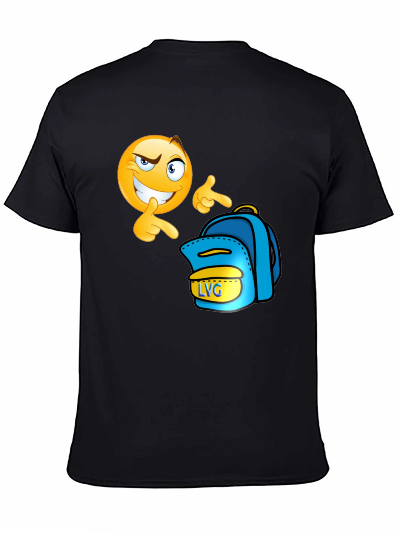 Emoji Backpack Pointer Black T-Shirt