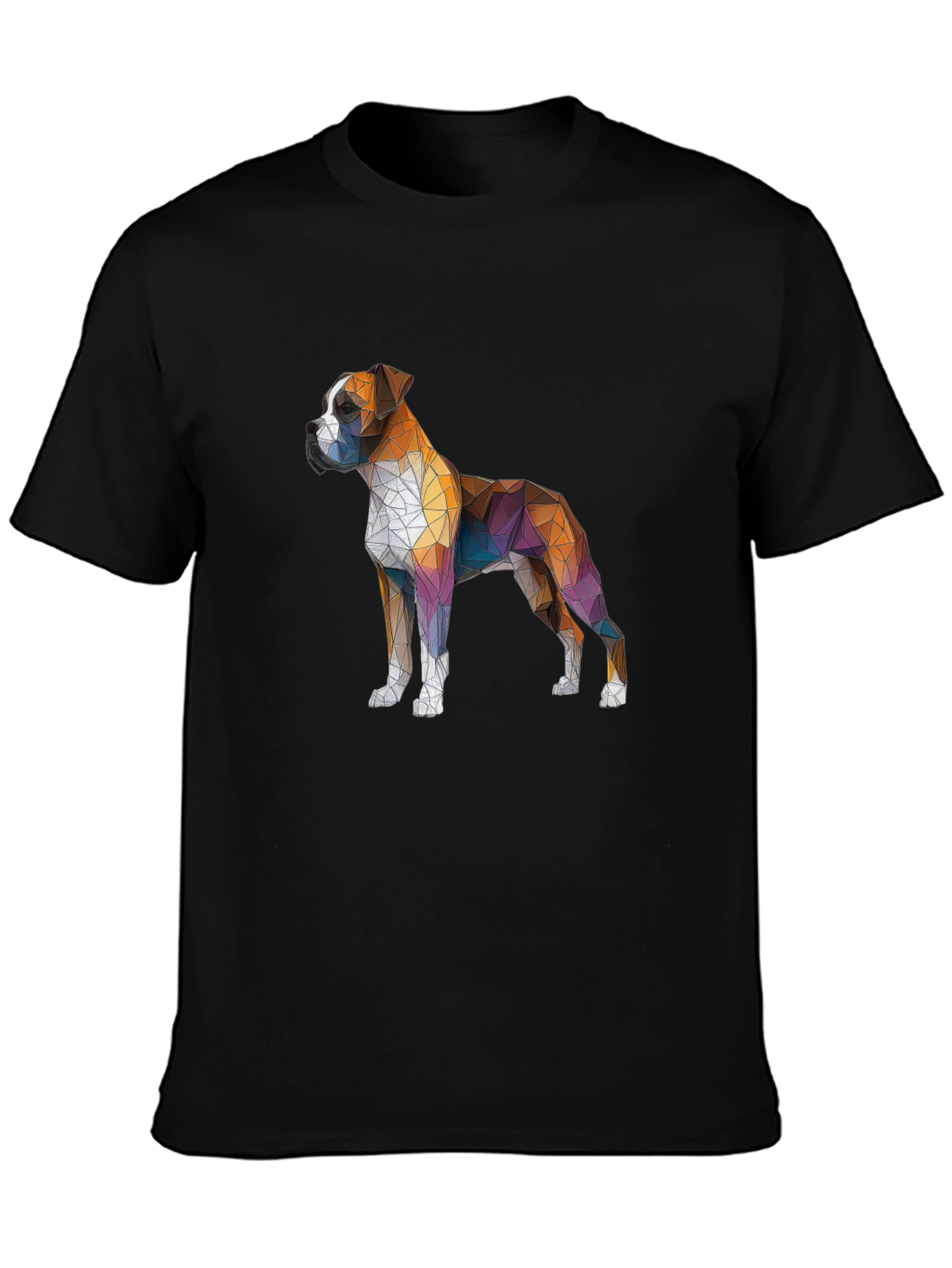 Geometric Boxer Dog Graphic Tee - Mens Black T-Shirt