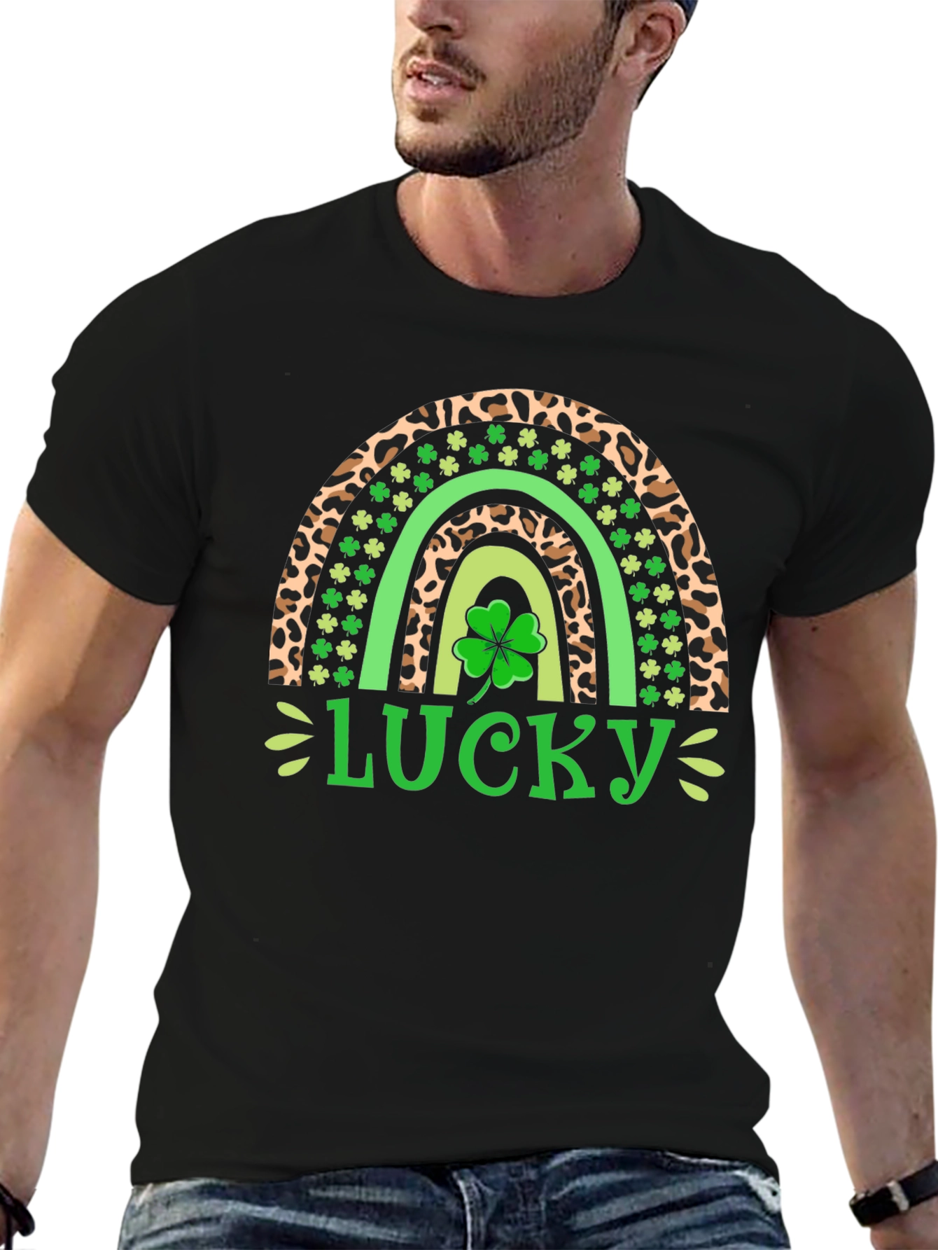 Lucky Leopard Rainbow St. Patricks Day T-Shirt