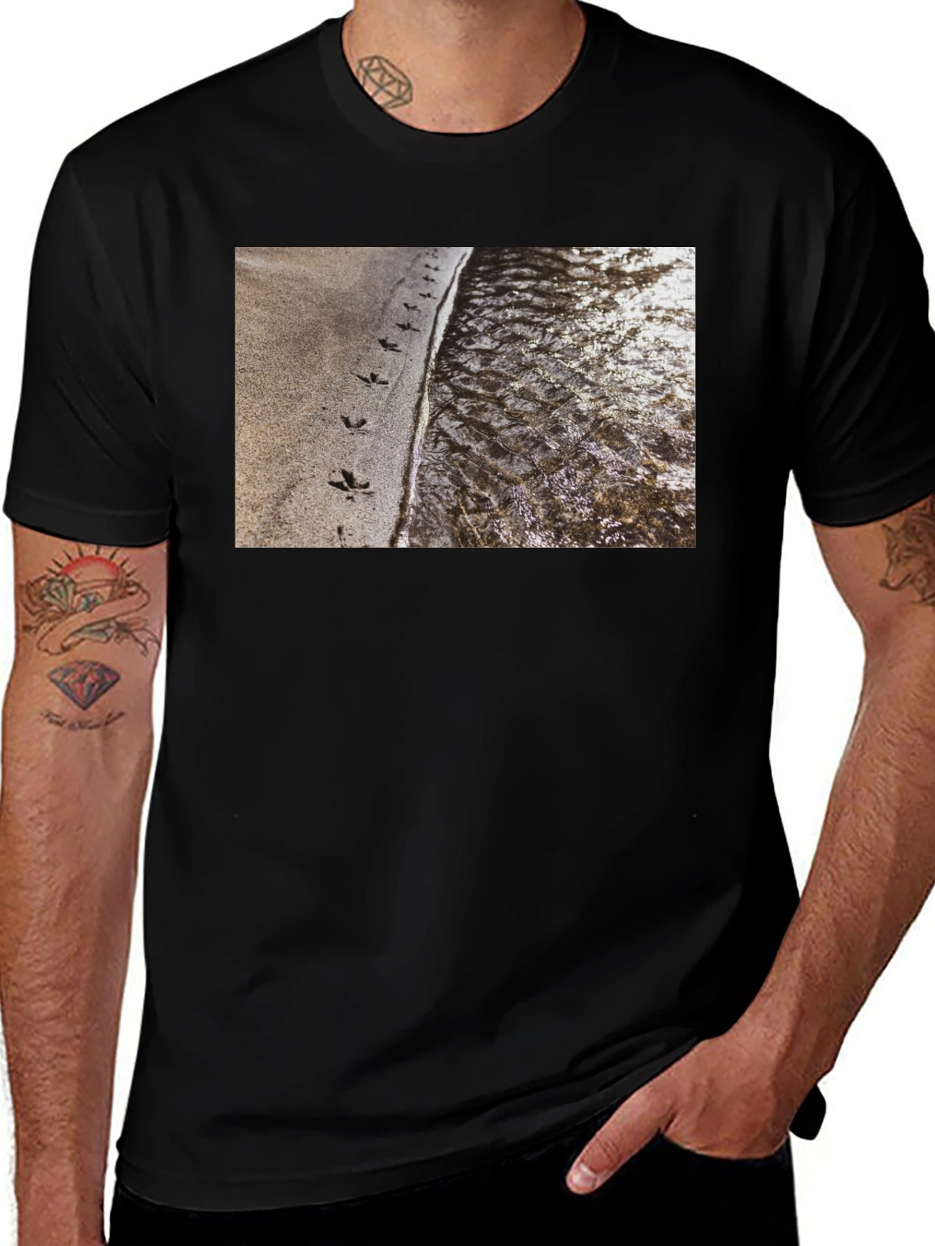 Nature Print Black T-Shirt