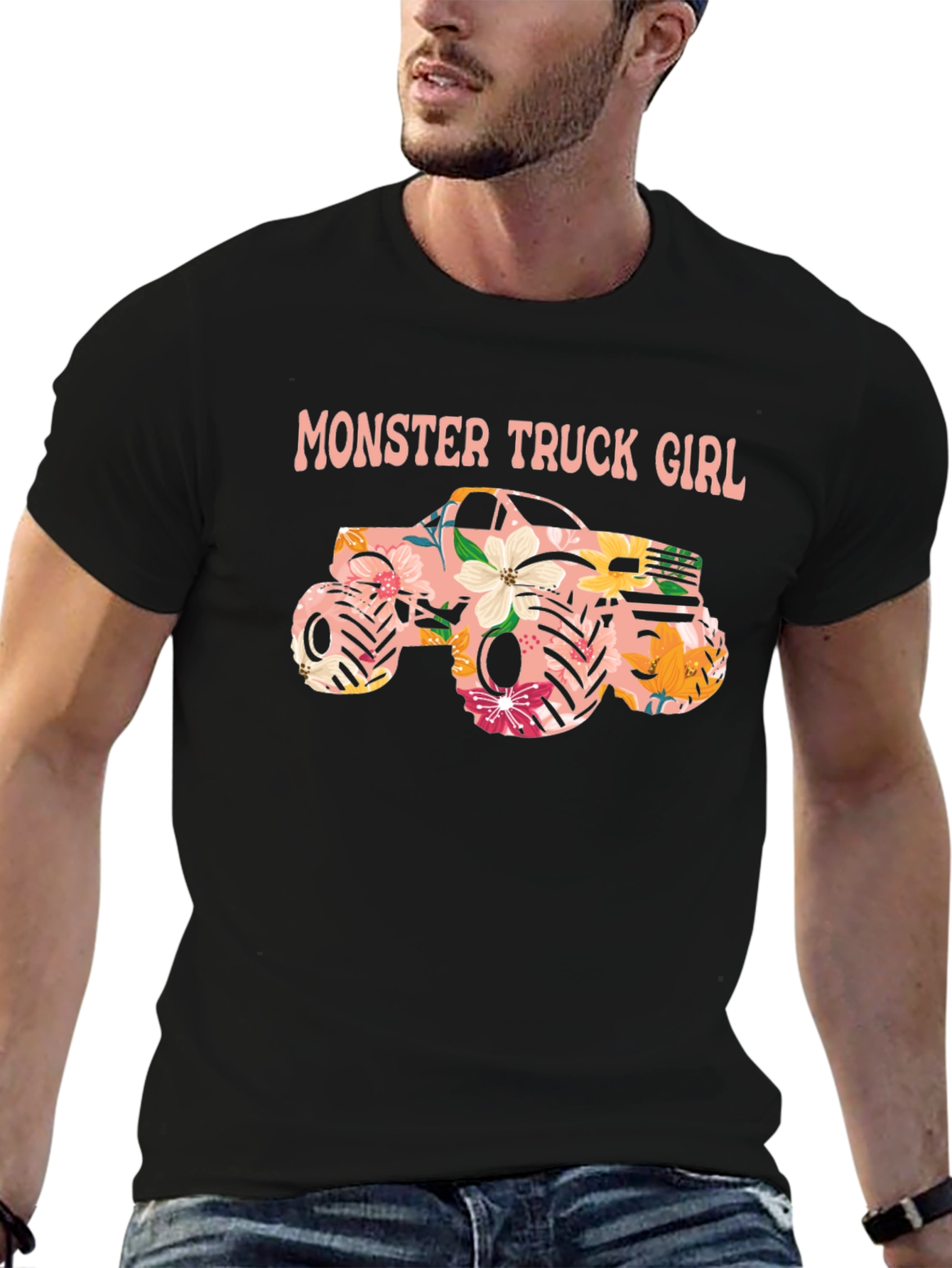 Monster Truck Girl Black Graphic Tee