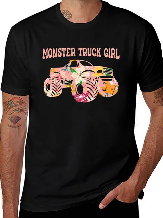 Monster Truck Girl Black Graphic Tee