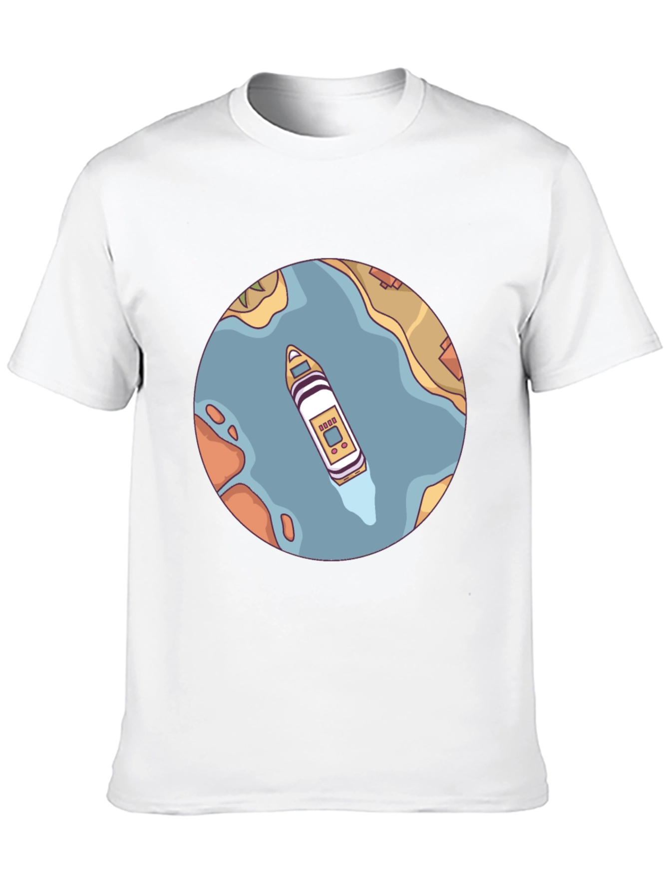 Nautical T-Shirt - Boat on River Graphic Tee