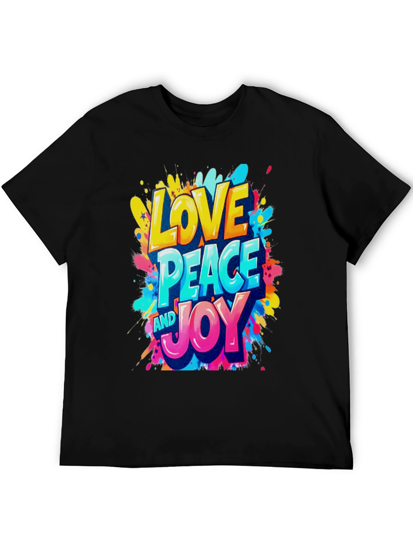 Love Peace and Joy Graphic Black T-Shirt