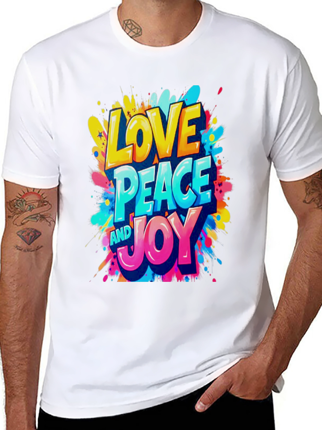 Love Peace and Joy Graphic Black T-Shirt