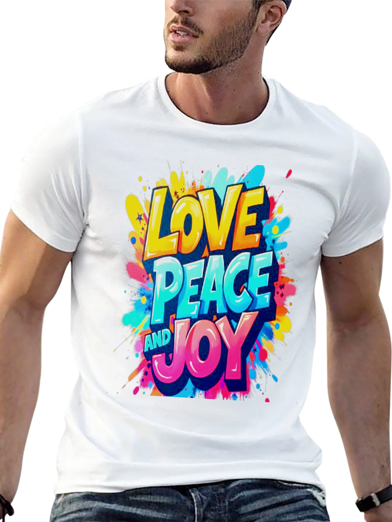 Love Peace and Joy Graphic Black T-Shirt