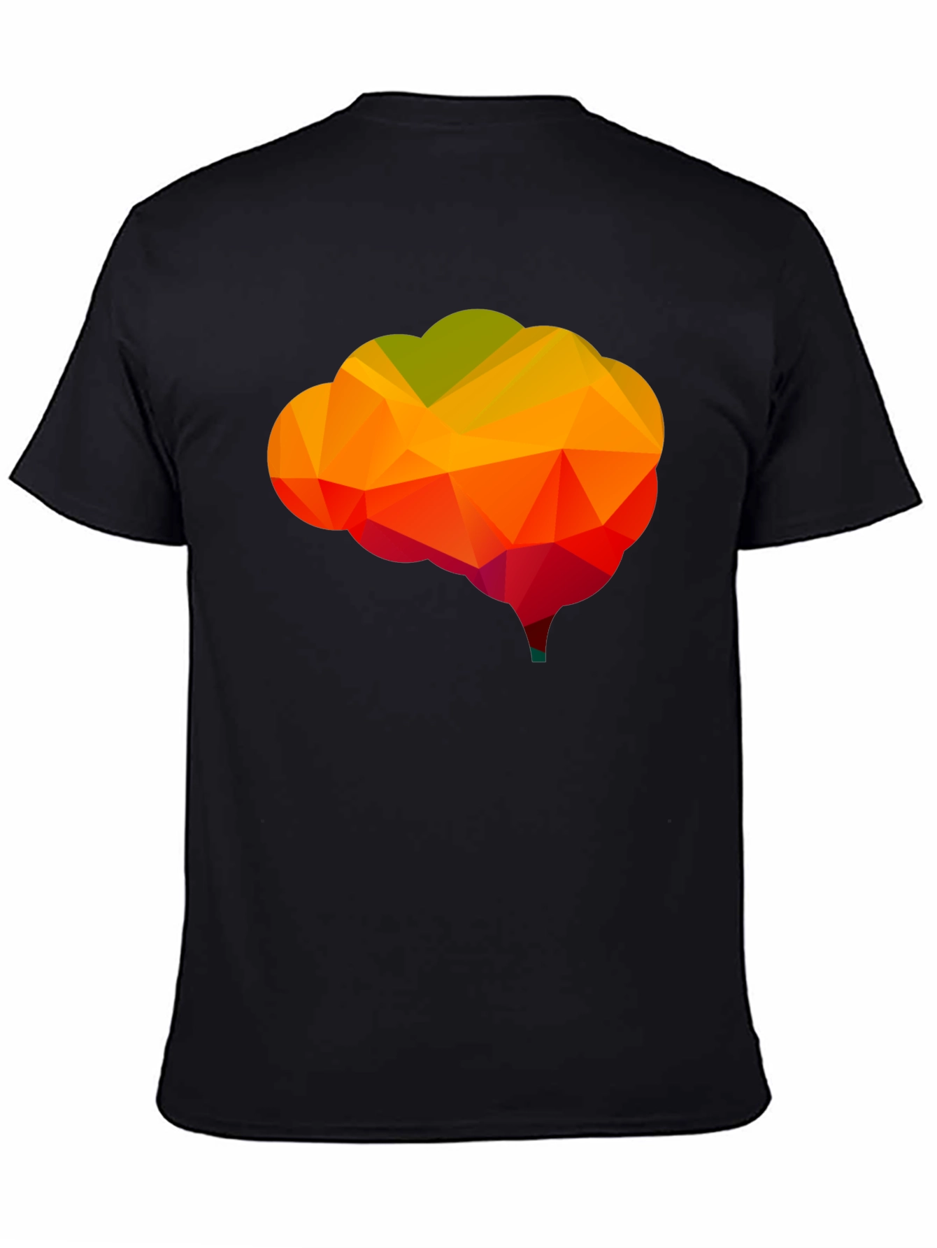 Geometric Brain Graphic Tee - Black Cotton Shirt