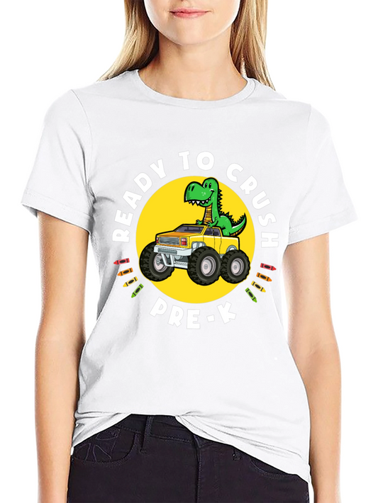Ready to Crush Pre-K Dinosaur Truck T-Shirt