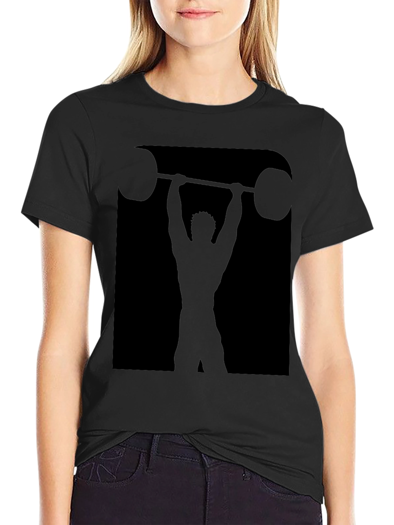 Weightlifting Silhouette Graphic Tee - Black