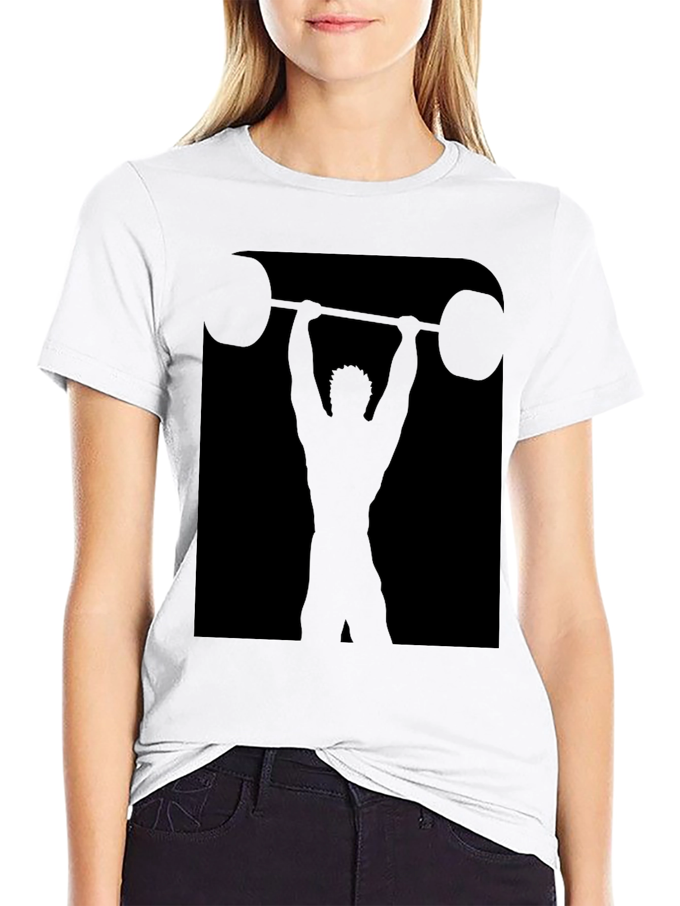 Weightlifting Silhouette Graphic Tee - Black