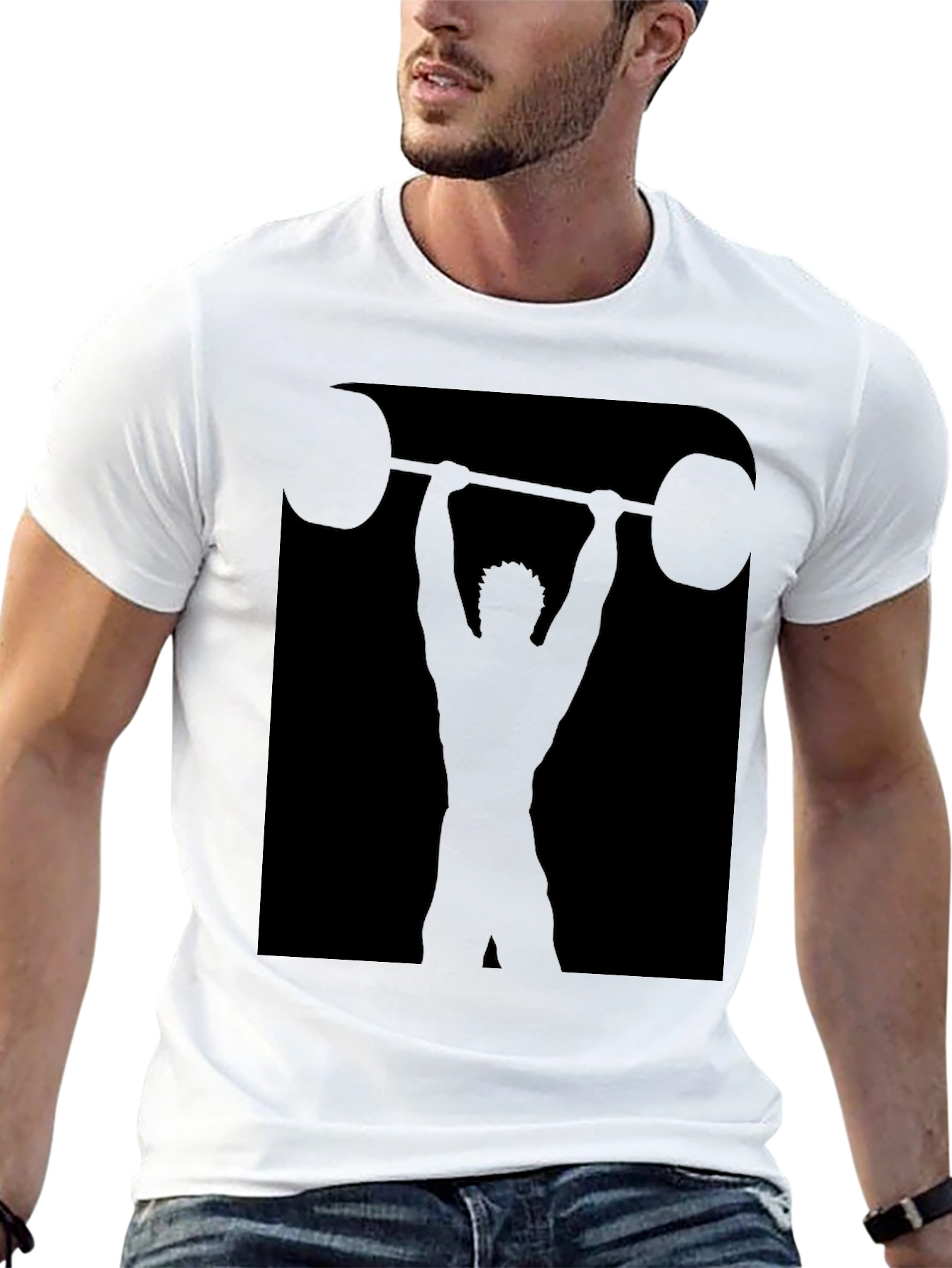 Weightlifting Silhouette Graphic Tee - Black