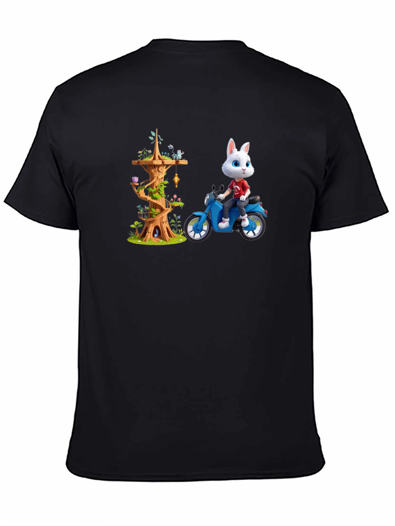 Cartoon Rabbit on Motorcycle T-Shirt