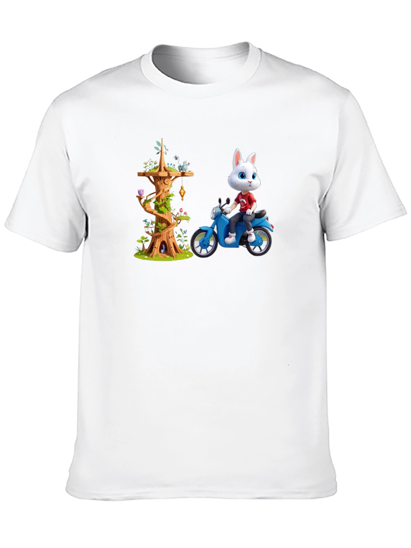 Cartoon Rabbit on Motorcycle T-Shirt
