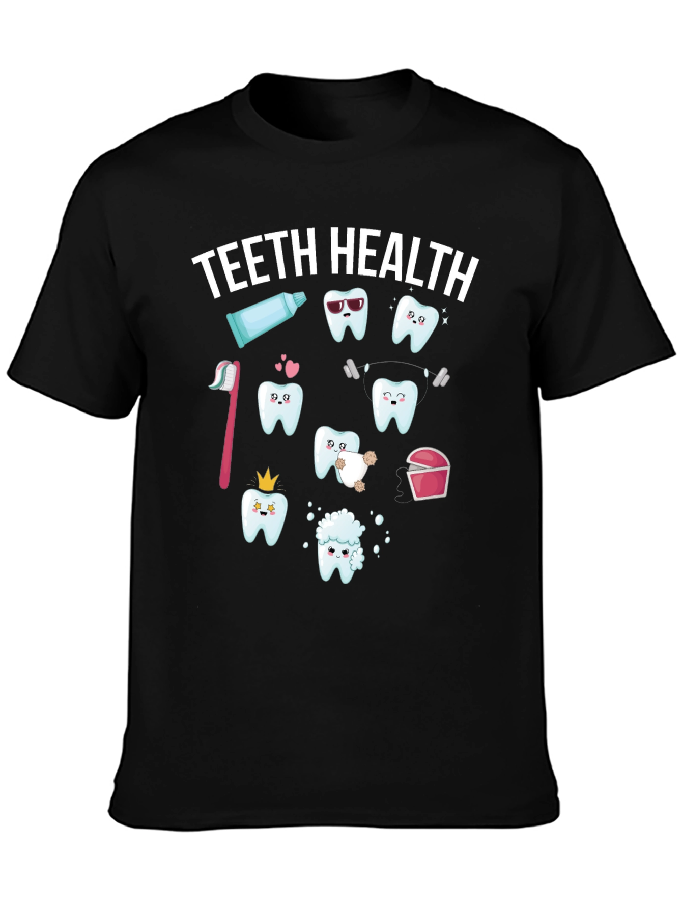 Teeth Health Graphic T-Shirt - Black Cotton Tee