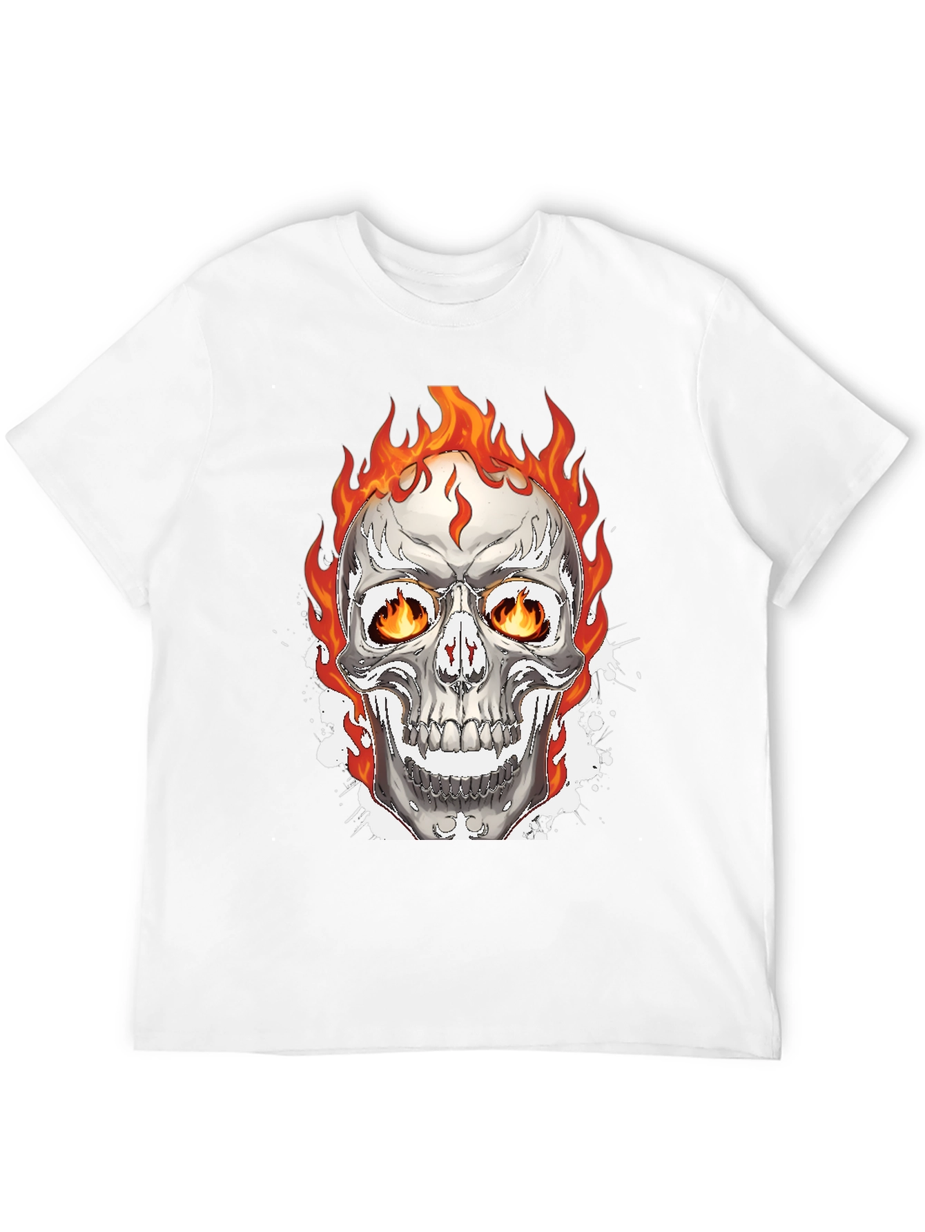 Flaming Skull Graphic Tee - Black