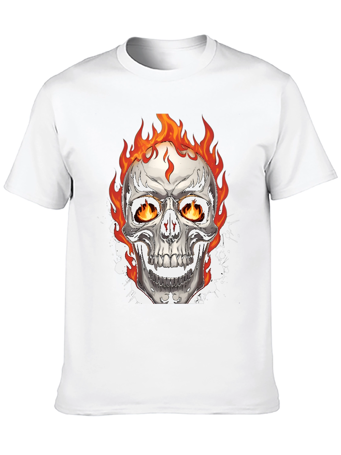 Flaming Skull Graphic Tee - Black