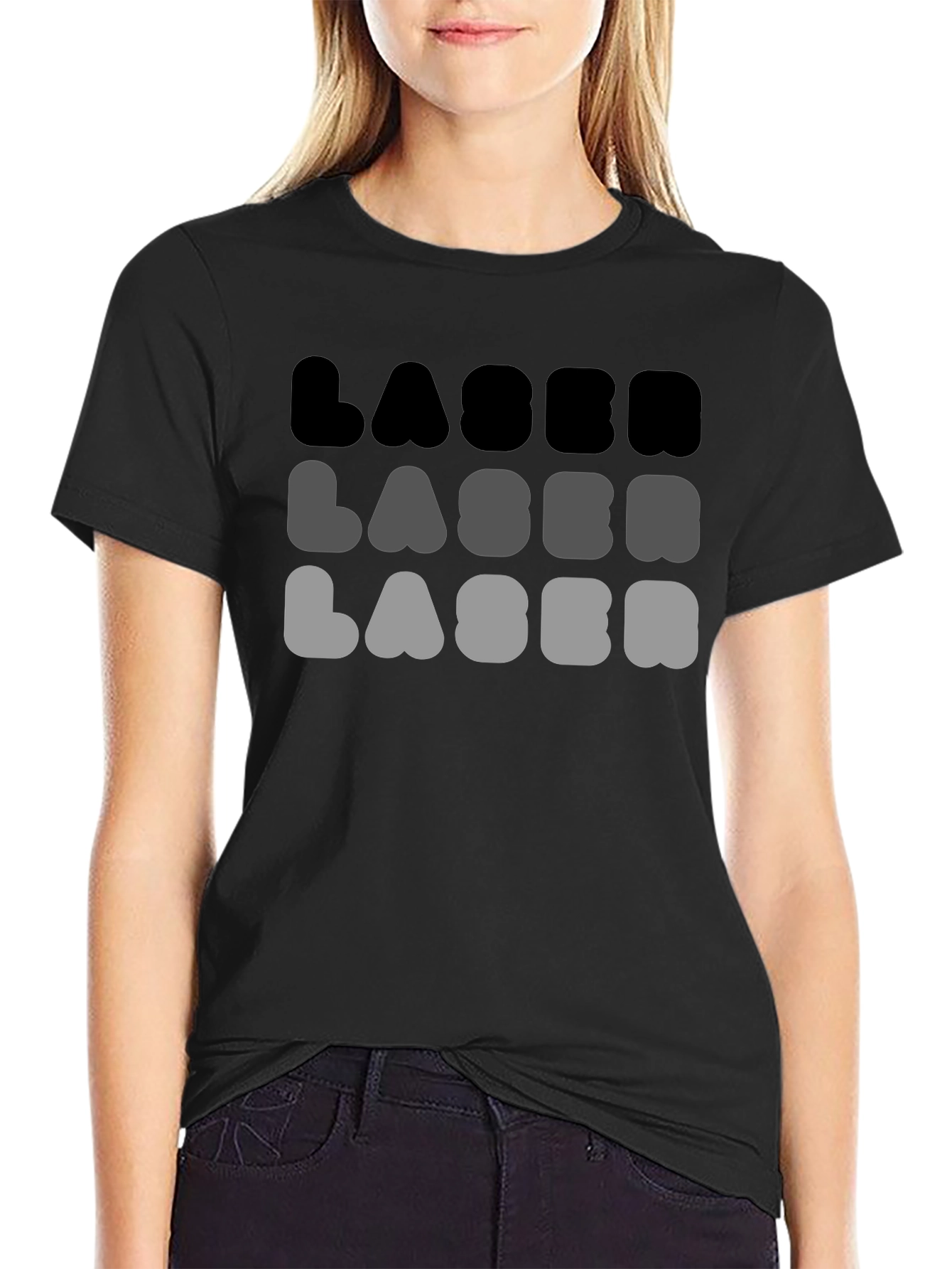 Laser Graphic Mens Black T-Shirt