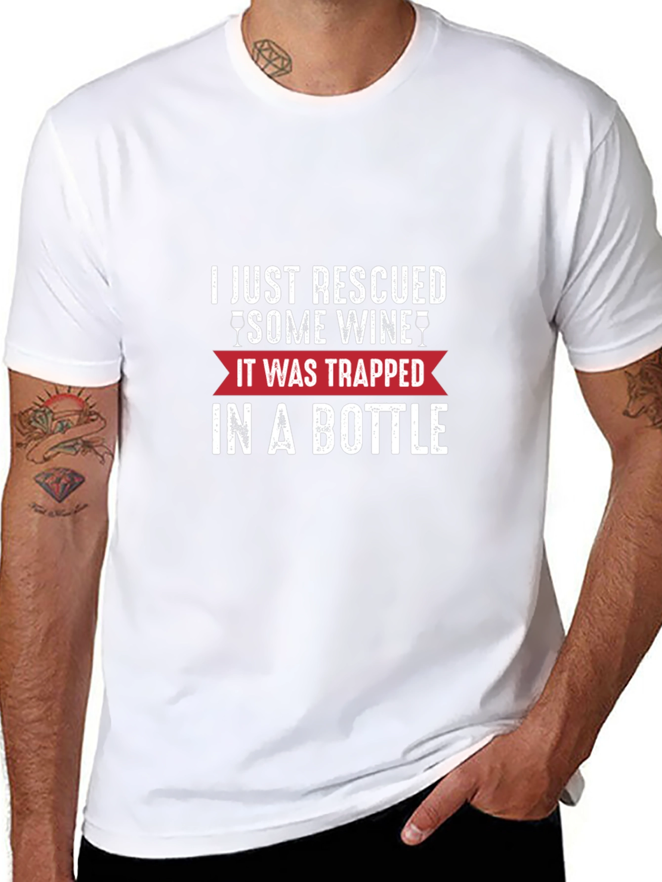 Rescued Some Wine T-Shirt - Funny Graphic Tee