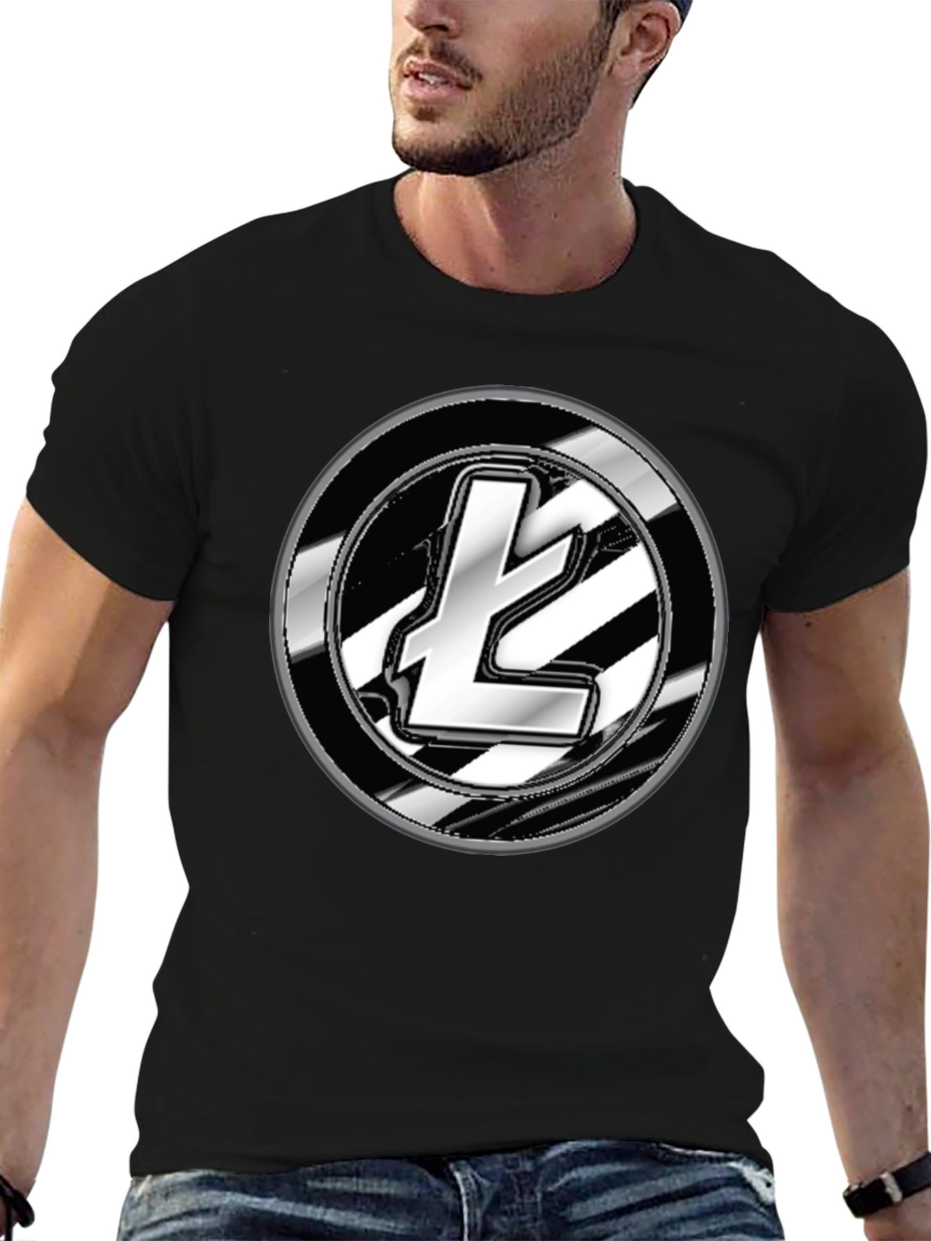 Litecoin Crypto Logo Graphic T-Shirt - Black