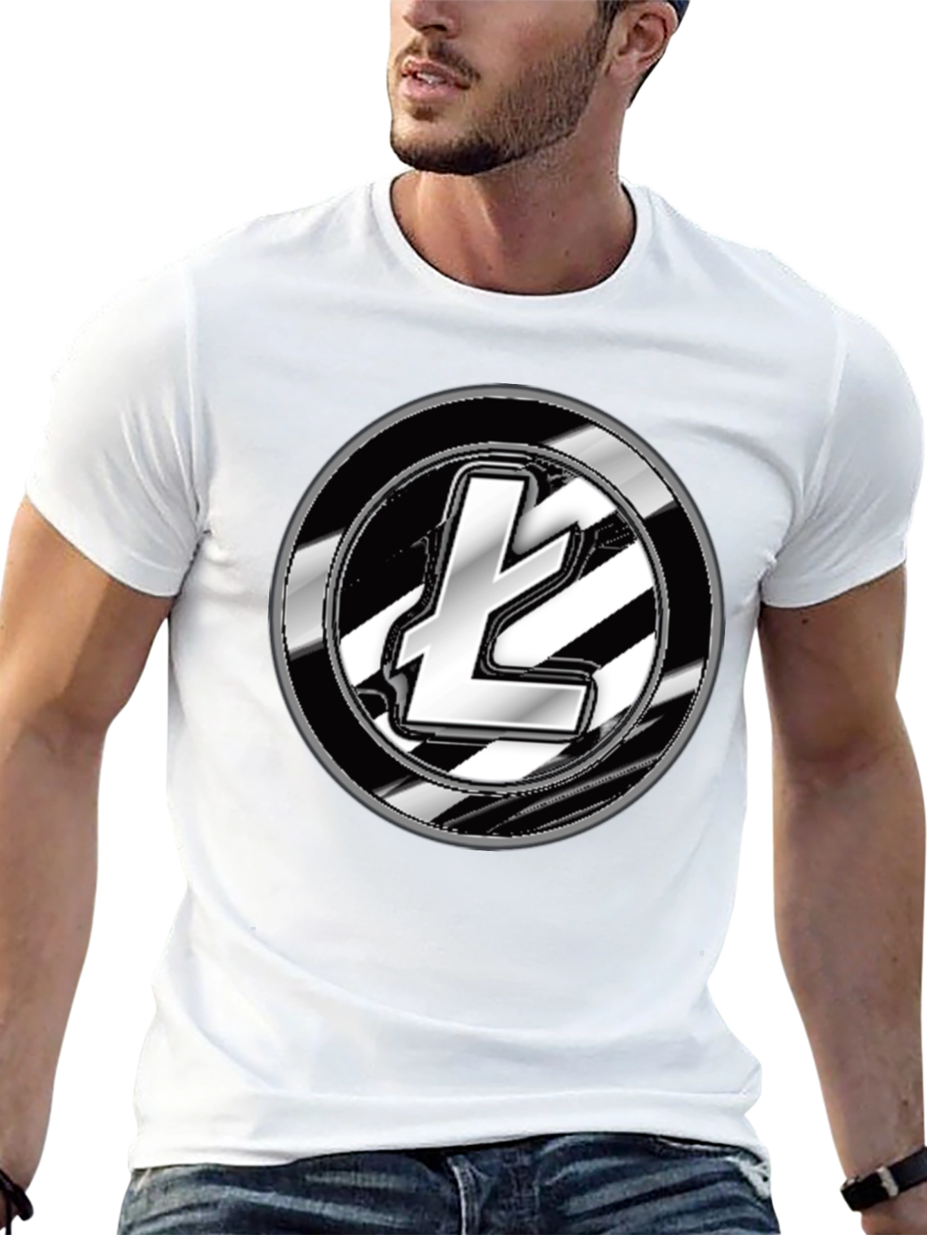 Litecoin Crypto Logo Graphic T-Shirt - Black