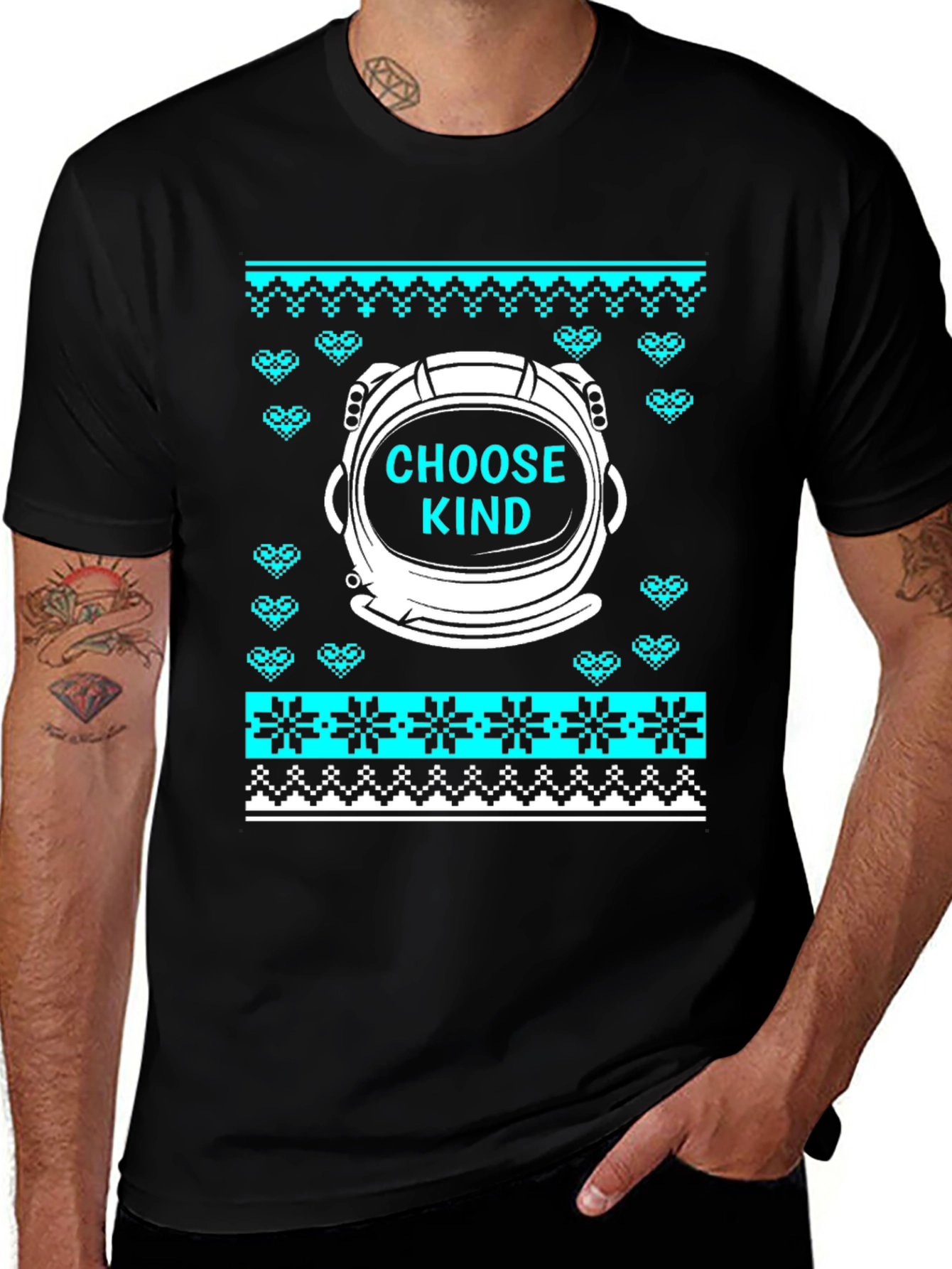 Choose Kind Astronaut Ugly Christmas Sweater T-Shirt