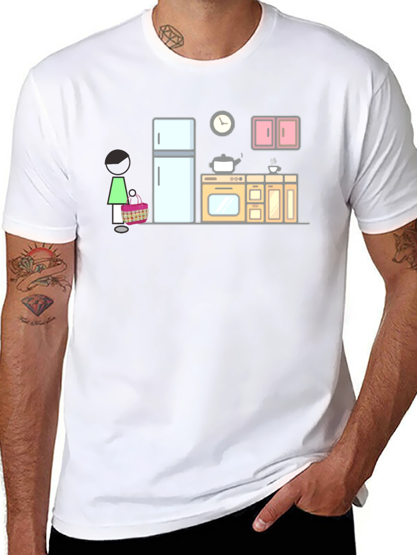 Cartoon Kitchen Graphic T-Shirt