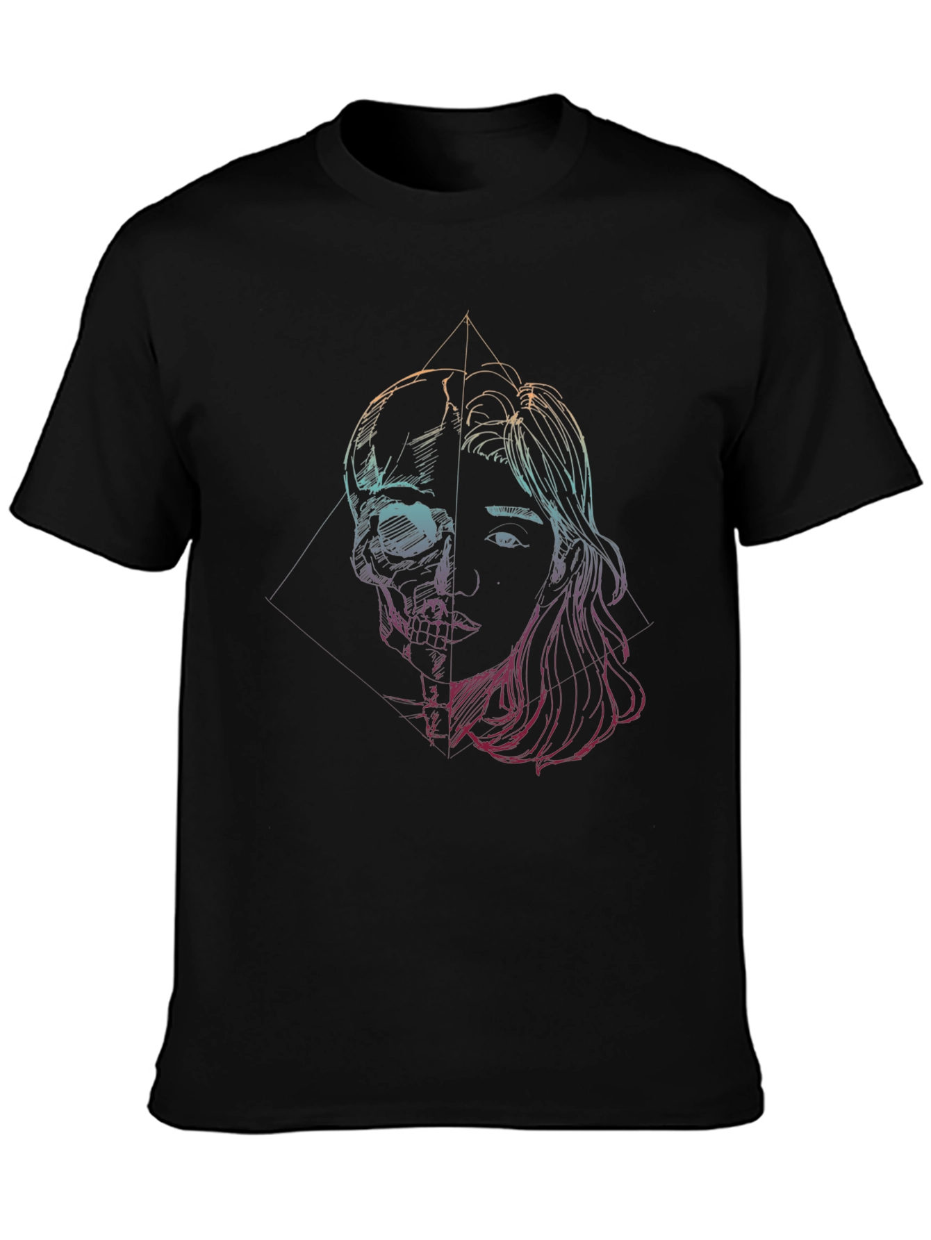 Skull & Woman Graphic Tee - Edgy Art T-Shirt