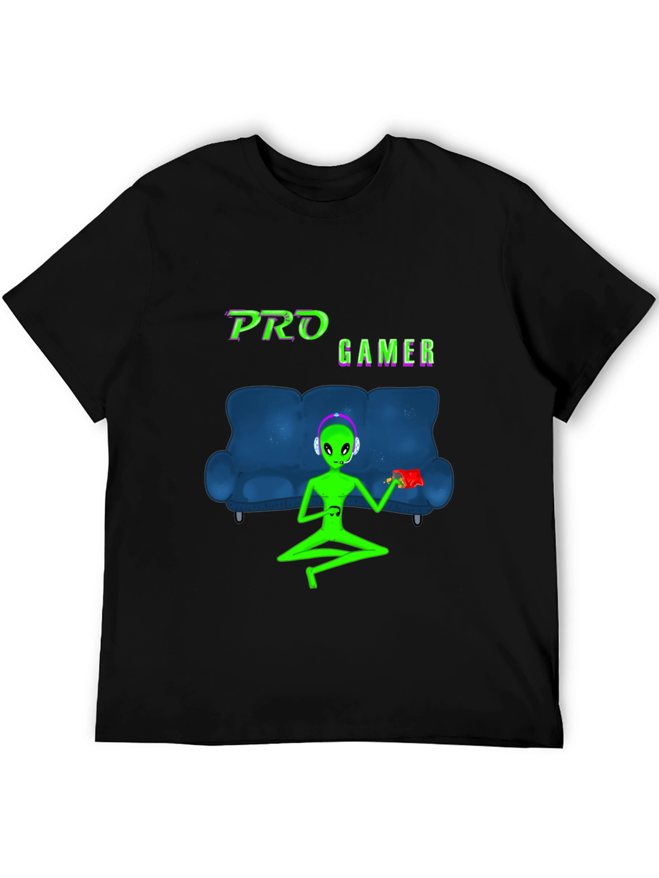Pro Gamer Alien Graphic T-Shirt - Black