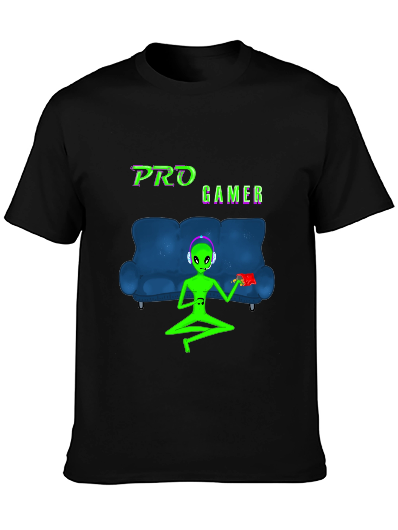 Pro Gamer Alien Graphic T-Shirt - Black